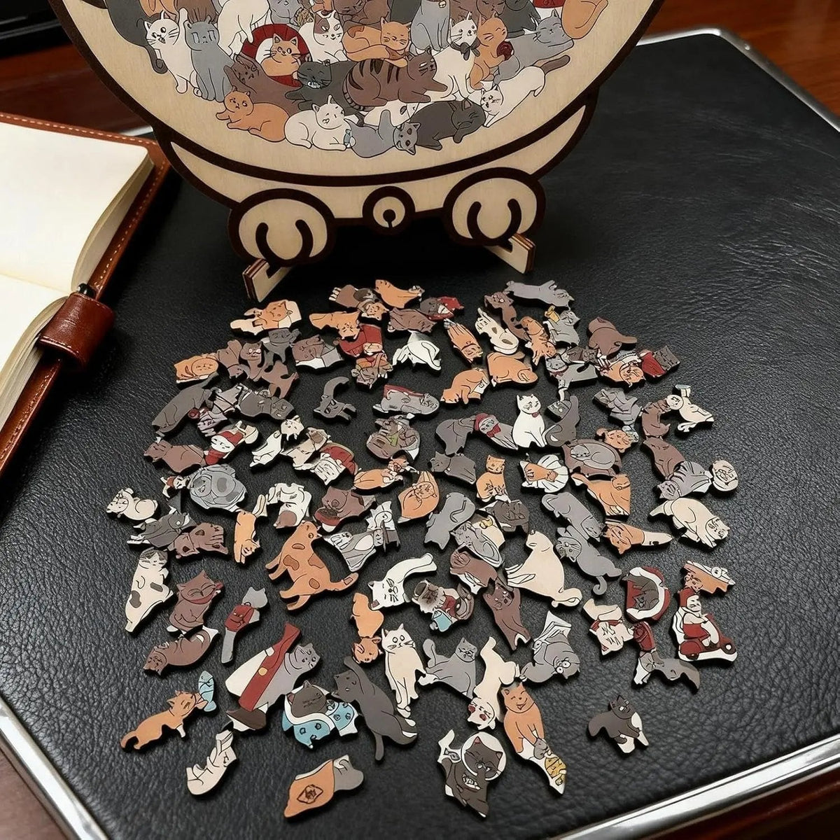 135-Piece Wooden Feline Jigsaw – Artistic Tabby Silhouette Puzzle for Relaxation | Thomler