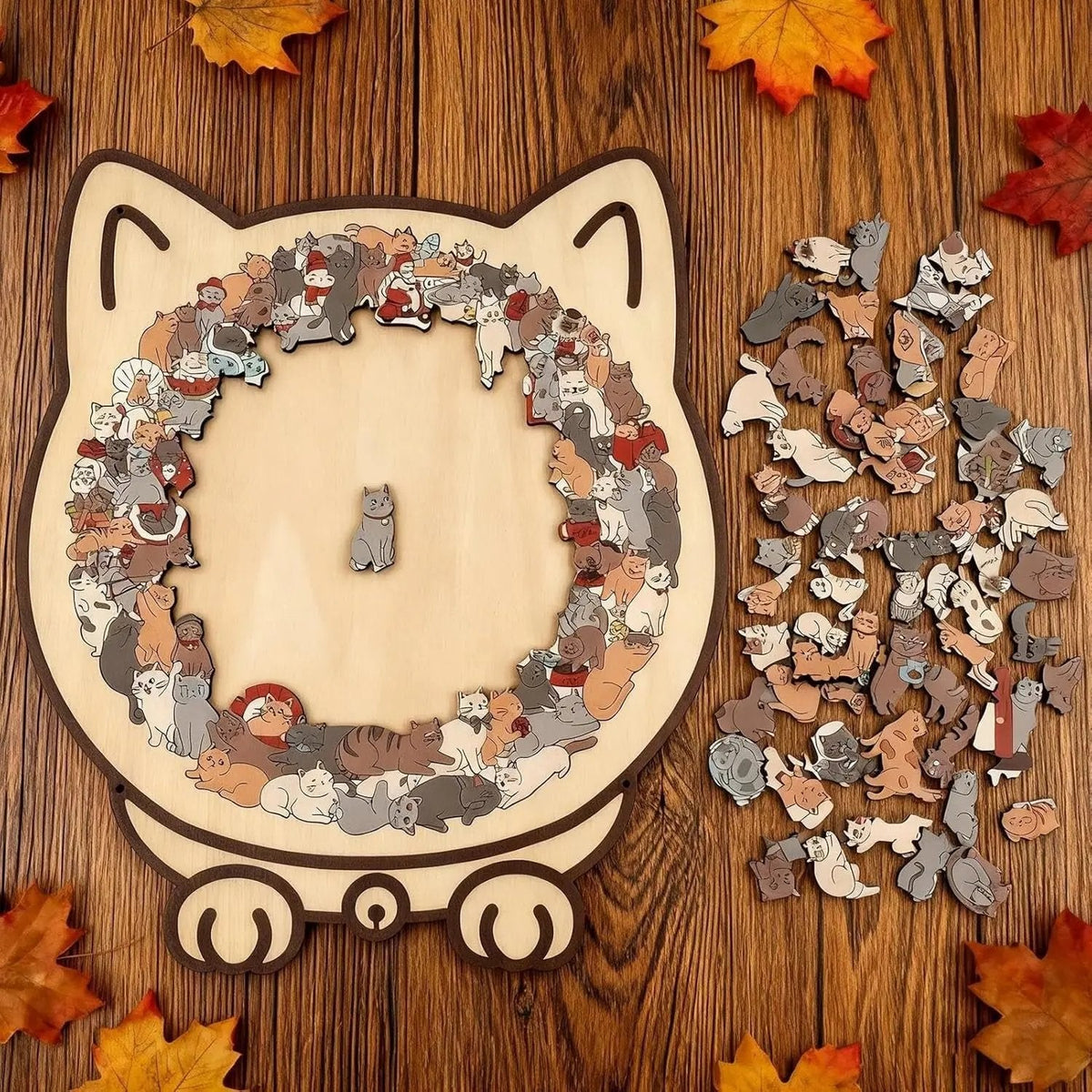 135-Piece Wooden Feline Jigsaw – Artistic Tabby Silhouette Puzzle for Relaxation | Thomler