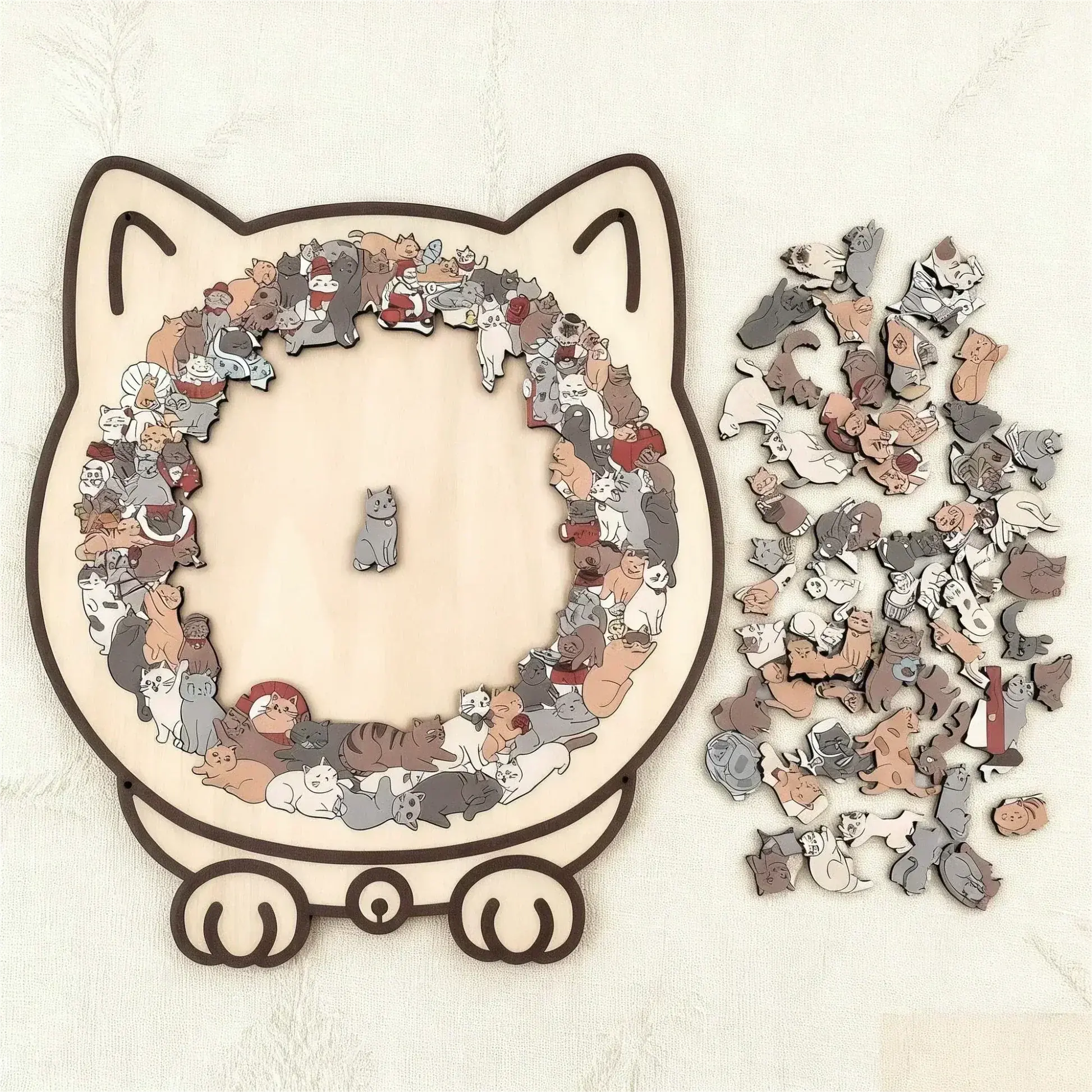 Katzen Holzpuzzle aus Holz – dekoratives Puzzle für Erwachsene & Kinder