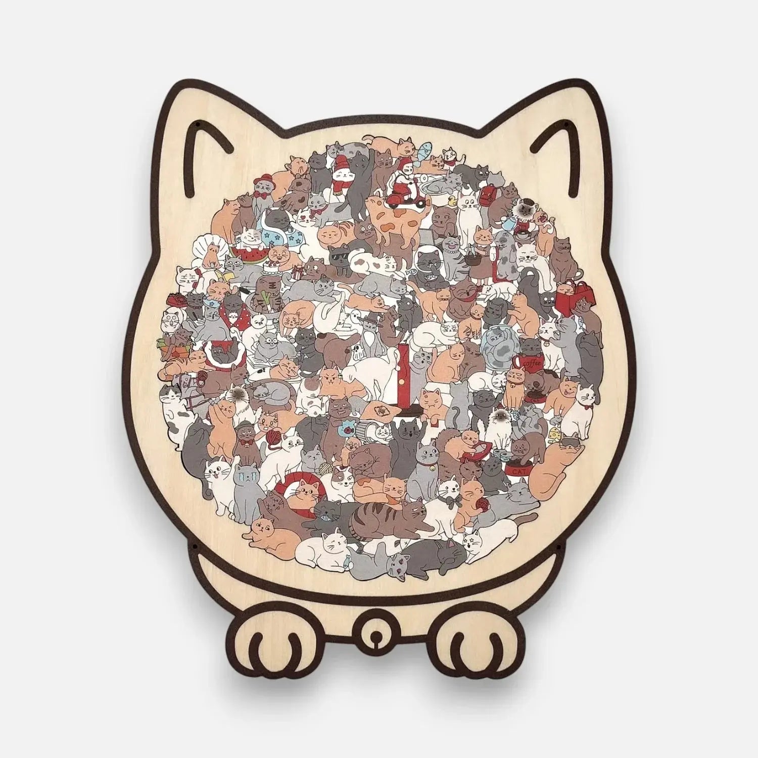 Katzen Holzpuzzle aus Holz – dekoratives Puzzle für Erwachsene & Kinder