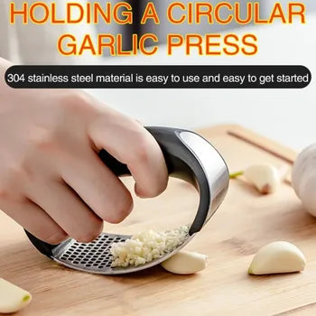 Stainless Steel Garlic Press with Ergonomic Handle for Effortless Mincing | Kitchen Gadget Tool for Crushing Fresh Garlic & Ginger | Thomler