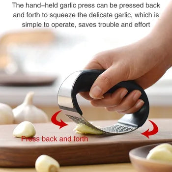 Stainless Steel Garlic Press with Ergonomic Handle for Effortless Mincing | Kitchen Gadget Tool for Crushing Fresh Garlic & Ginger | Thomler