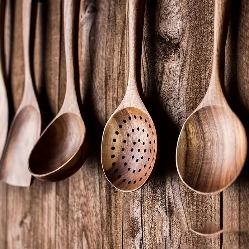 Kitchen Utensil Set Wooden 5-Piece 30.0 cm Cooking Spoons Spatula Ladle Durable Everyday Use | Thomler