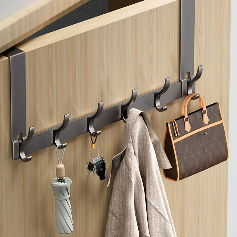 Over-Door Coat Rack Aluminium 39.0 cm Black For Hallway Bedroom Bathroom Storage Hooks Organiser Space-Saving Solution | Thomler