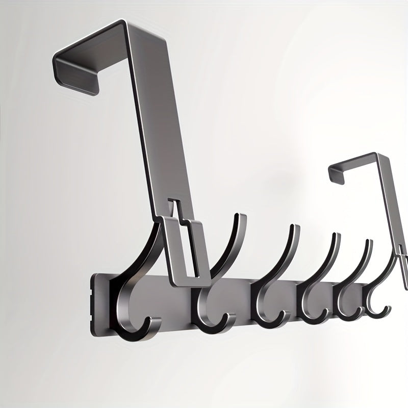 Over-Door Coat Rack Aluminium 39.0 cm Black For Hallway Bedroom Bathroom Storage Hooks Organiser Space-Saving Solution | Thomler