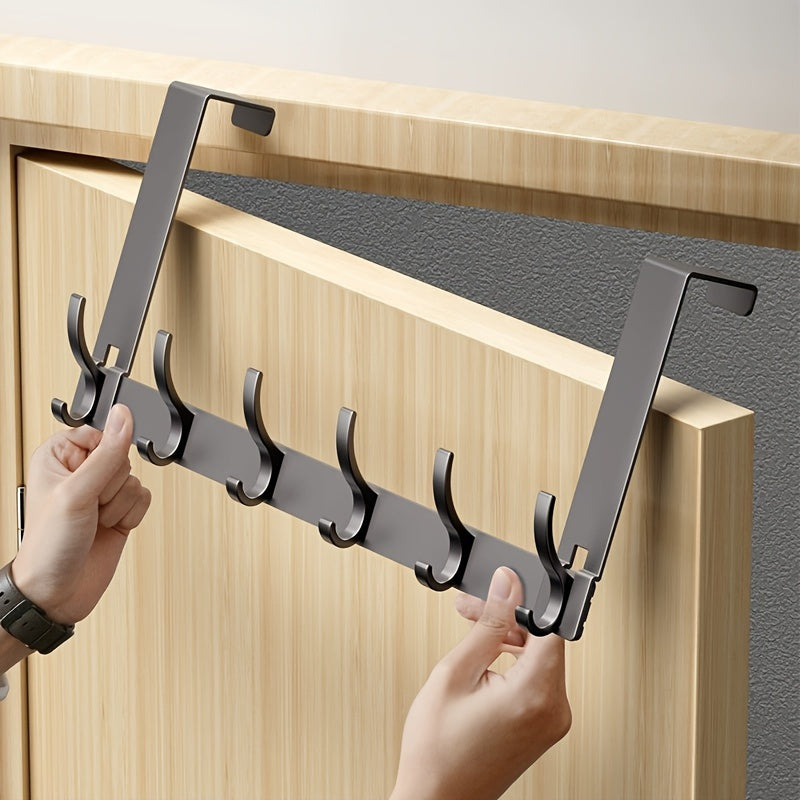 Over-Door Coat Rack Aluminium 39.0 cm Black For Hallway Bedroom Bathroom Storage Hooks Organiser Space-Saving Solution | Thomler