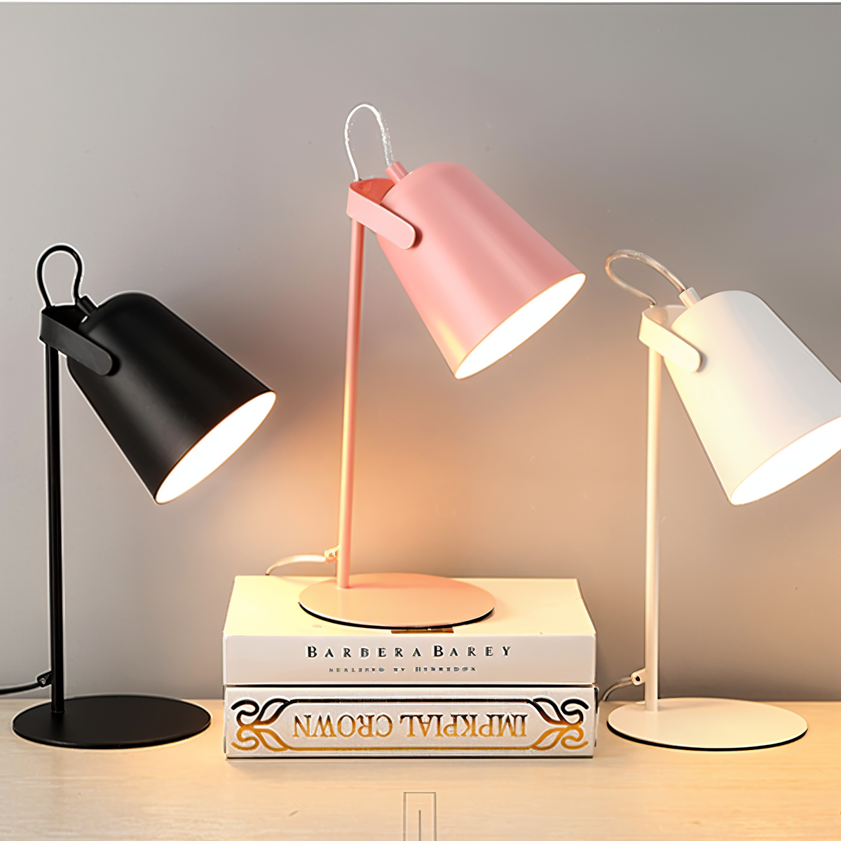 Adjustable Desk Lamp with Swivel Shade – Macaroon Color Metal Reading Light for Study & Bedside – 5.9 in x 13.8 in Compact Design | Thomler