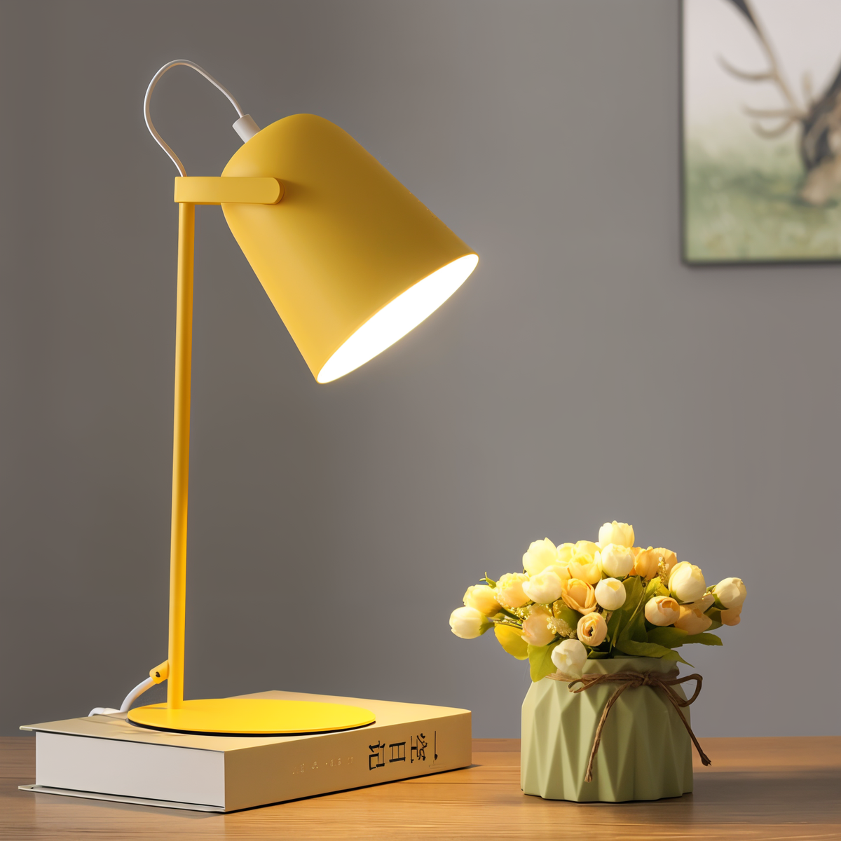 Adjustable Desk Lamp with Swivel Shade – Macaroon Color Metal Reading Light for Study & Bedside – 5.9 in x 13.8 in Compact Design | Thomler