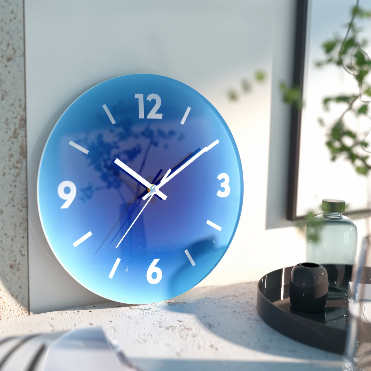Silent Glass Wall Clock with Gradient Dial – Modern Round Timepiece for Home & Office | Thomler