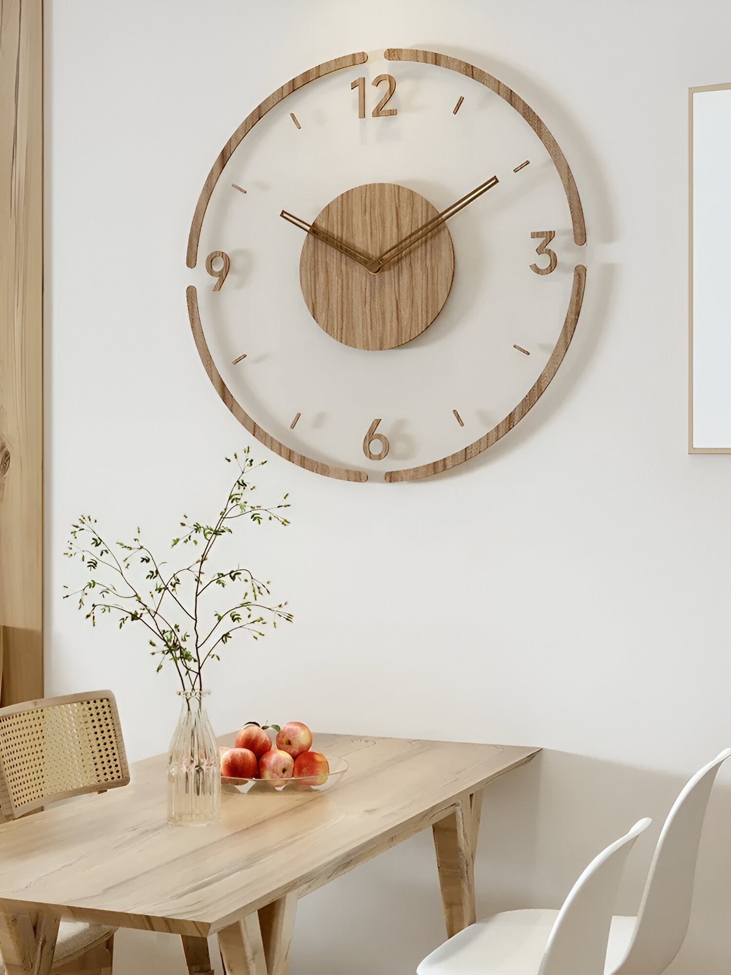 Silent Wall Clock Modern Acrylic Wood Design Non-Ticking Quartz Decorative Timepiece for Living Room Bedroom Home Office | Thomler
