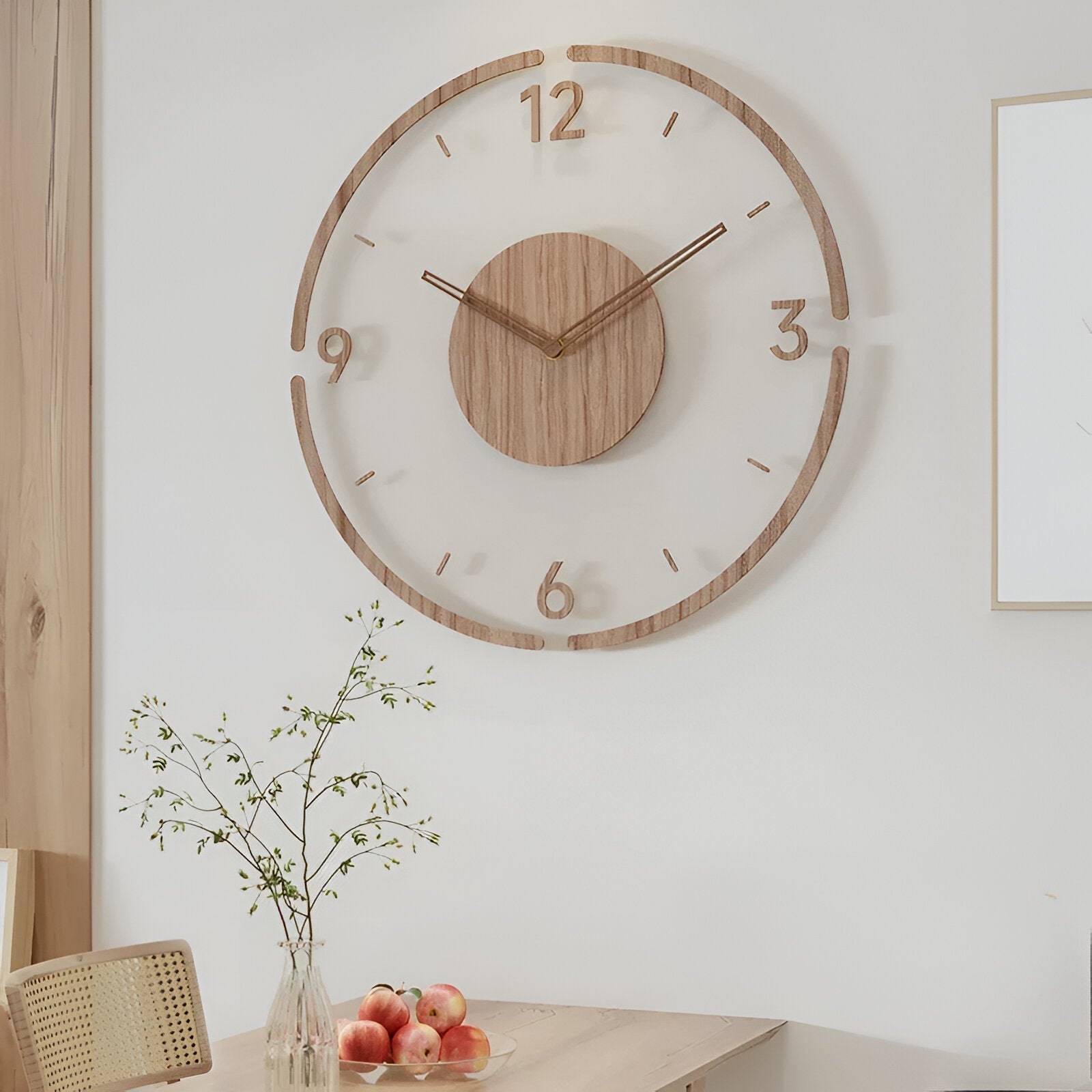 Silent Wall Clock Modern Acrylic Wood Design Non-Ticking Quartz Decorative Timepiece for Living Room Bedroom Home Office | Thomler