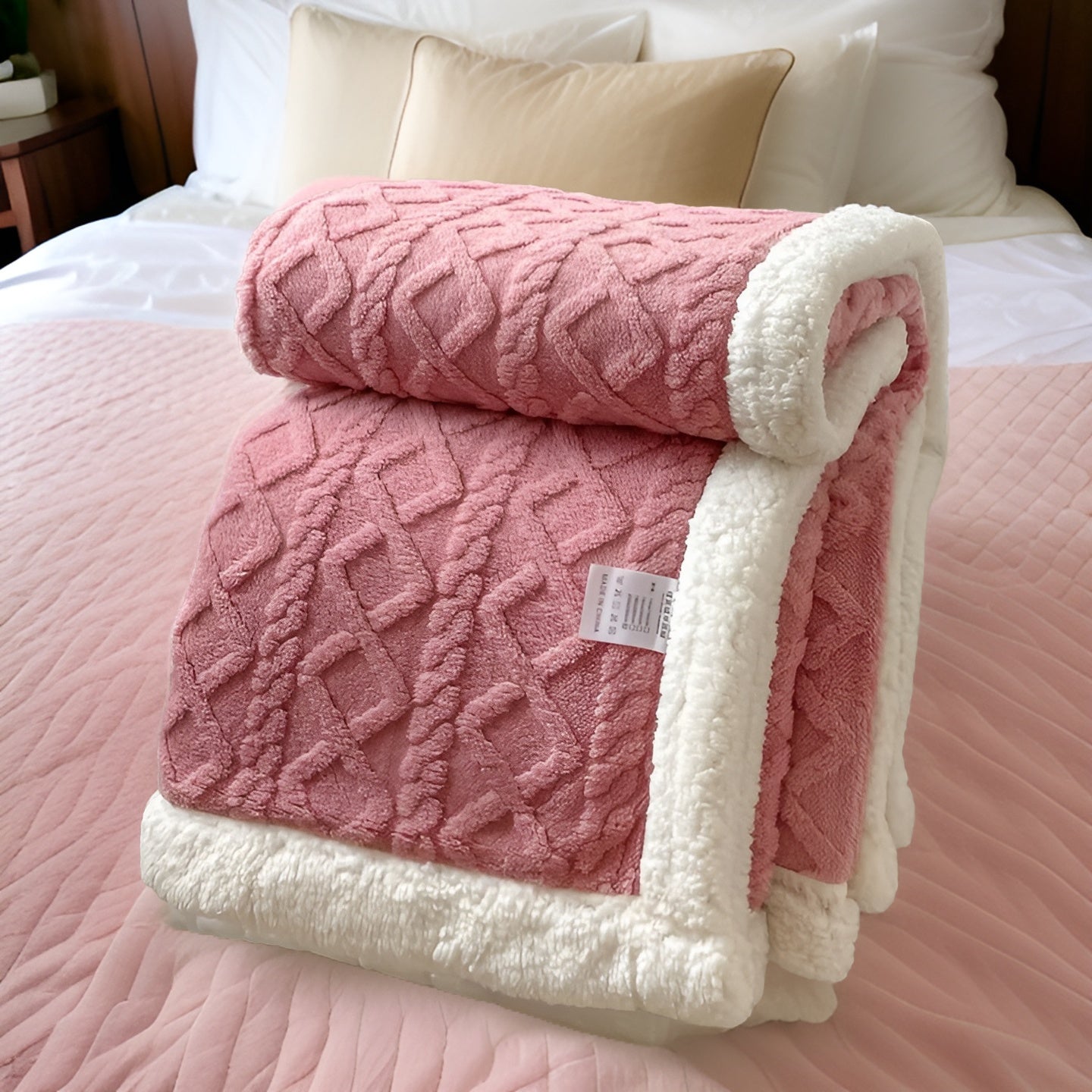 Fleece Blanket Polyester Sherpa 150.0 x 200.0 cm Grey White Sofa Bed Reversible Warm Throw Cosy Lounge Bedding | Thomler