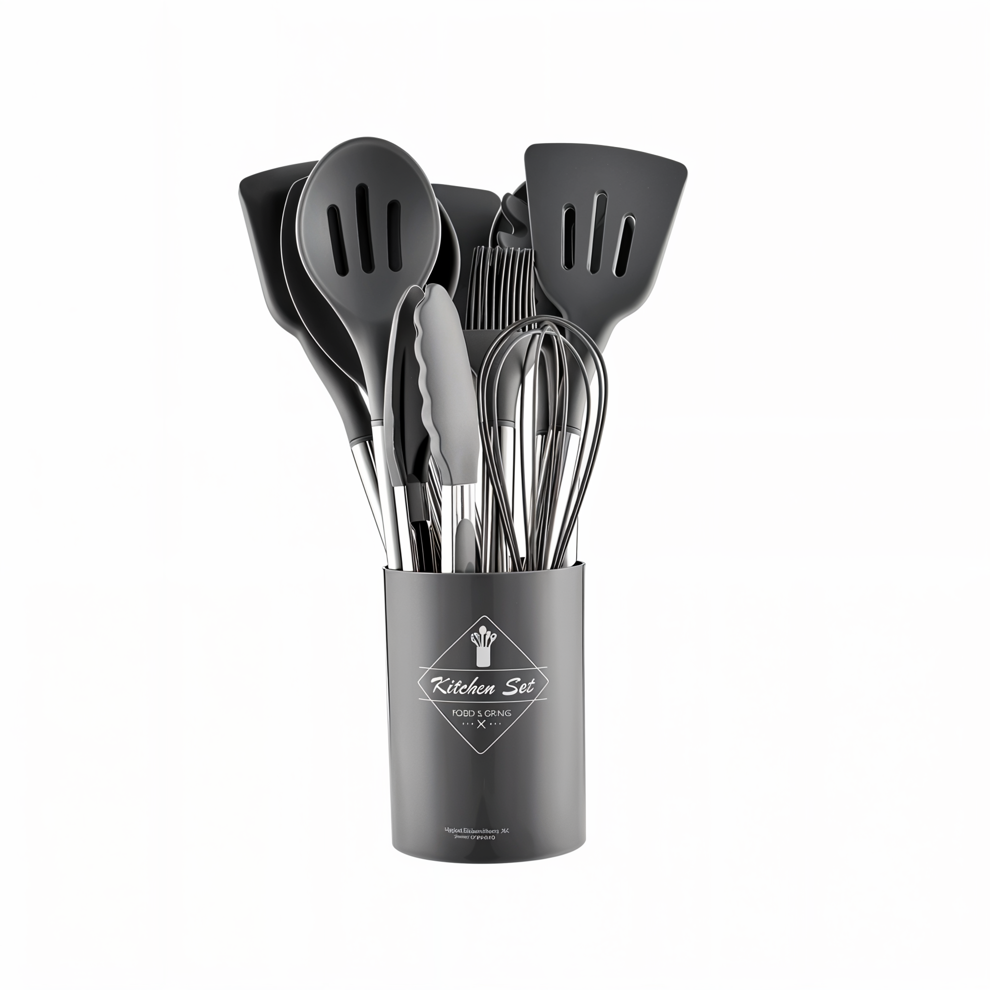 Kitchen Utensil Set Silicone Stainless Steel 12 Piece Everyday Cooking Baking Non Stick Pan Safe Heat Resistant Tools | Thomler