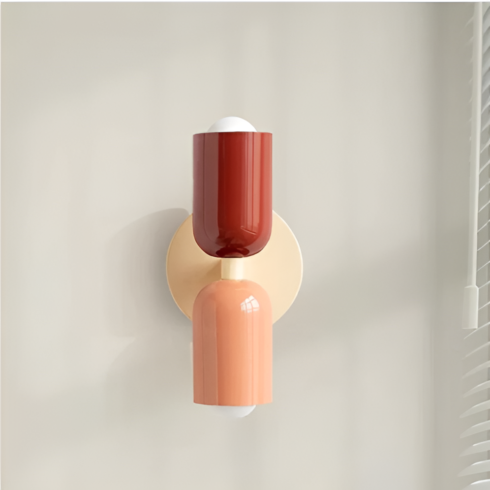 Wall Lamp Metal Plastic 12.0 cm Double Sided Beige Red Bedroom Hallway LED Lighting Modern Indoor Sconce | Thomler
