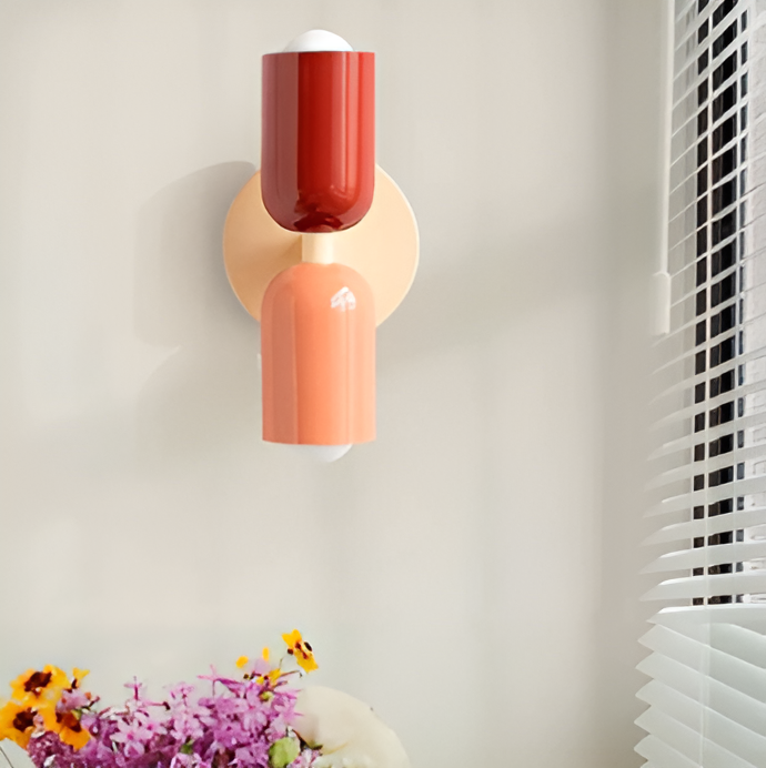 Wall Lamp Metal Plastic 12.0 cm Double Sided Beige Red Bedroom Hallway LED Lighting Modern Indoor Sconce | Thomler