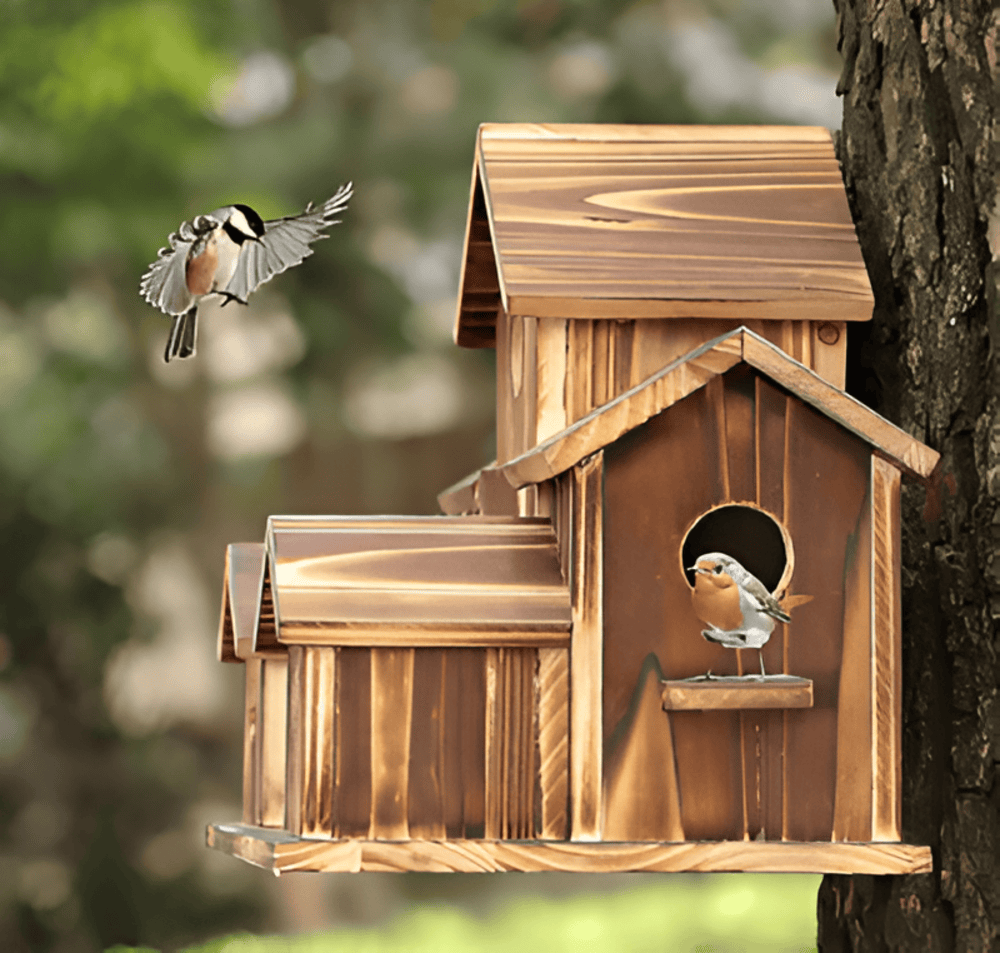 Wooden Bird House for Backyard, Patio & Balcony – Weather-Resistant Outdoor Nesting Box | Thomler