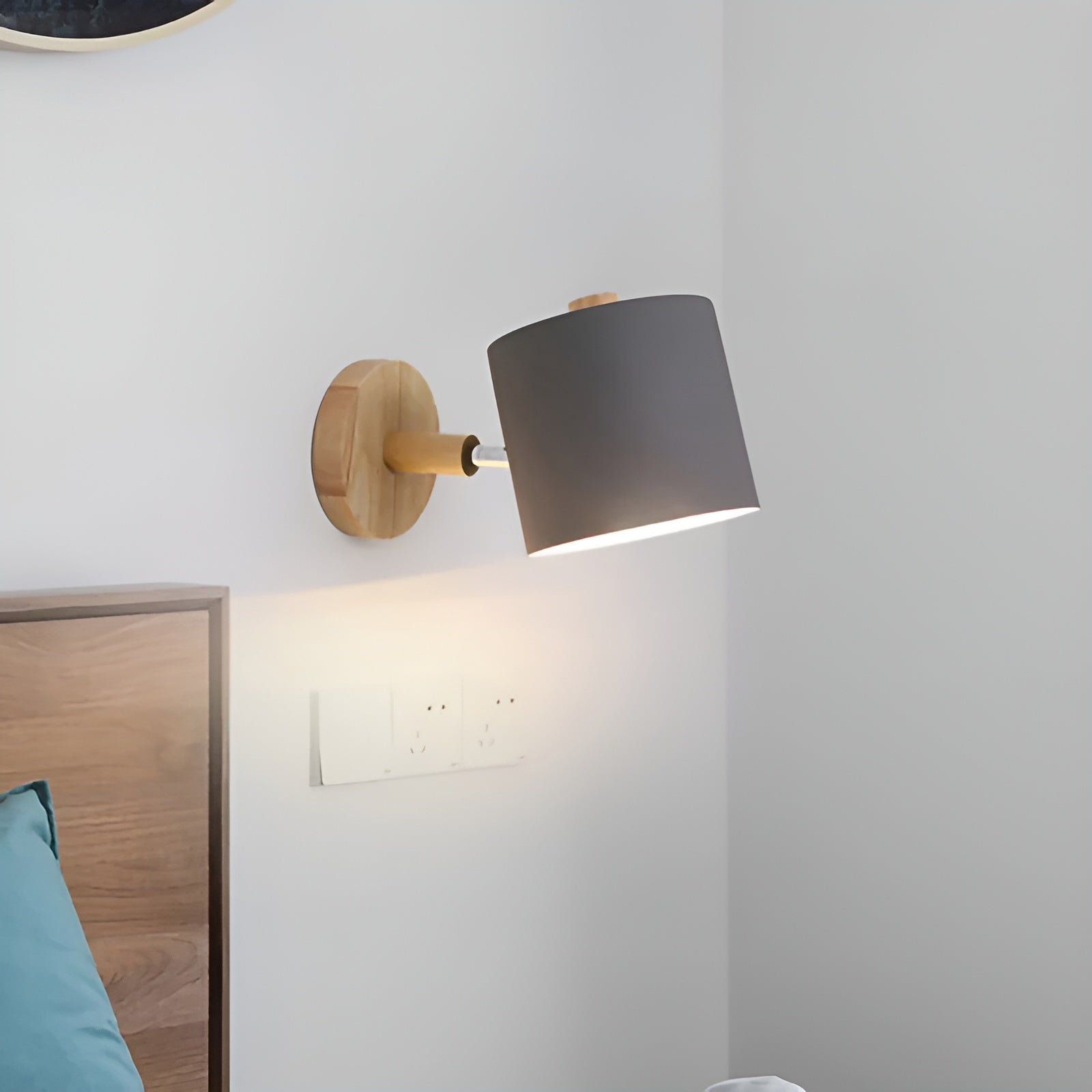 Wall Lamp Metal Wood 13.0 cm Pink Bedroom Bedside Adjustable Reading Light Scandinavian Indoor Lighting | Thomler
