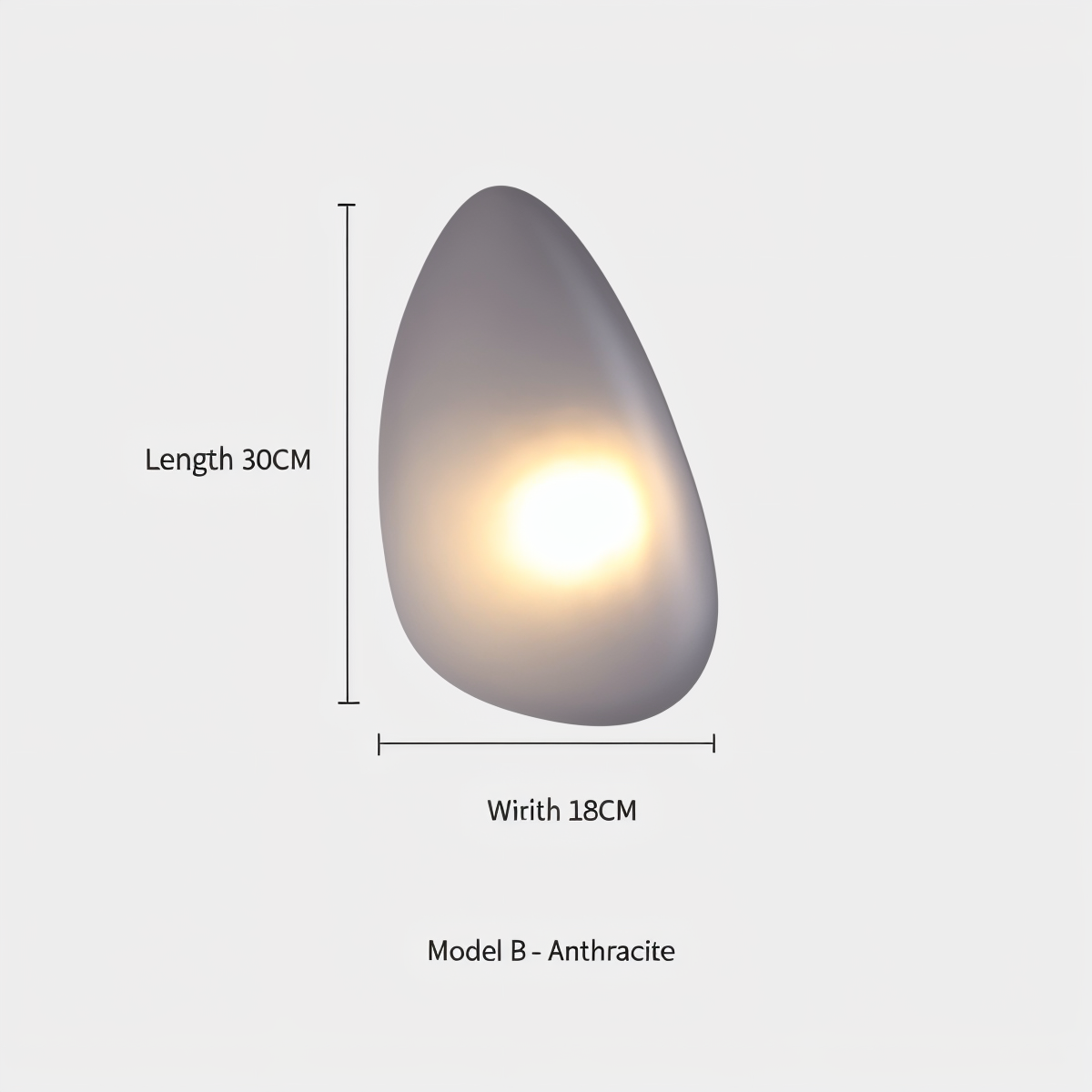 Glass Pebble-Shaped LED Wall Sconce – Warm White Light, Modern Minimalist Design for Living Room, Bedroom, Hallway – Blue, Amber, Smoke | Thomler