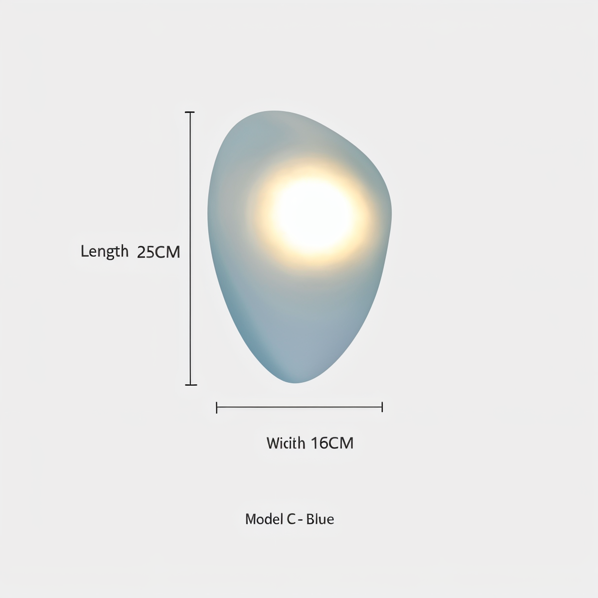 Glass Pebble-Shaped LED Wall Sconce – Warm White Light, Modern Minimalist Design for Living Room, Bedroom, Hallway – Blue, Amber, Smoke | Thomler