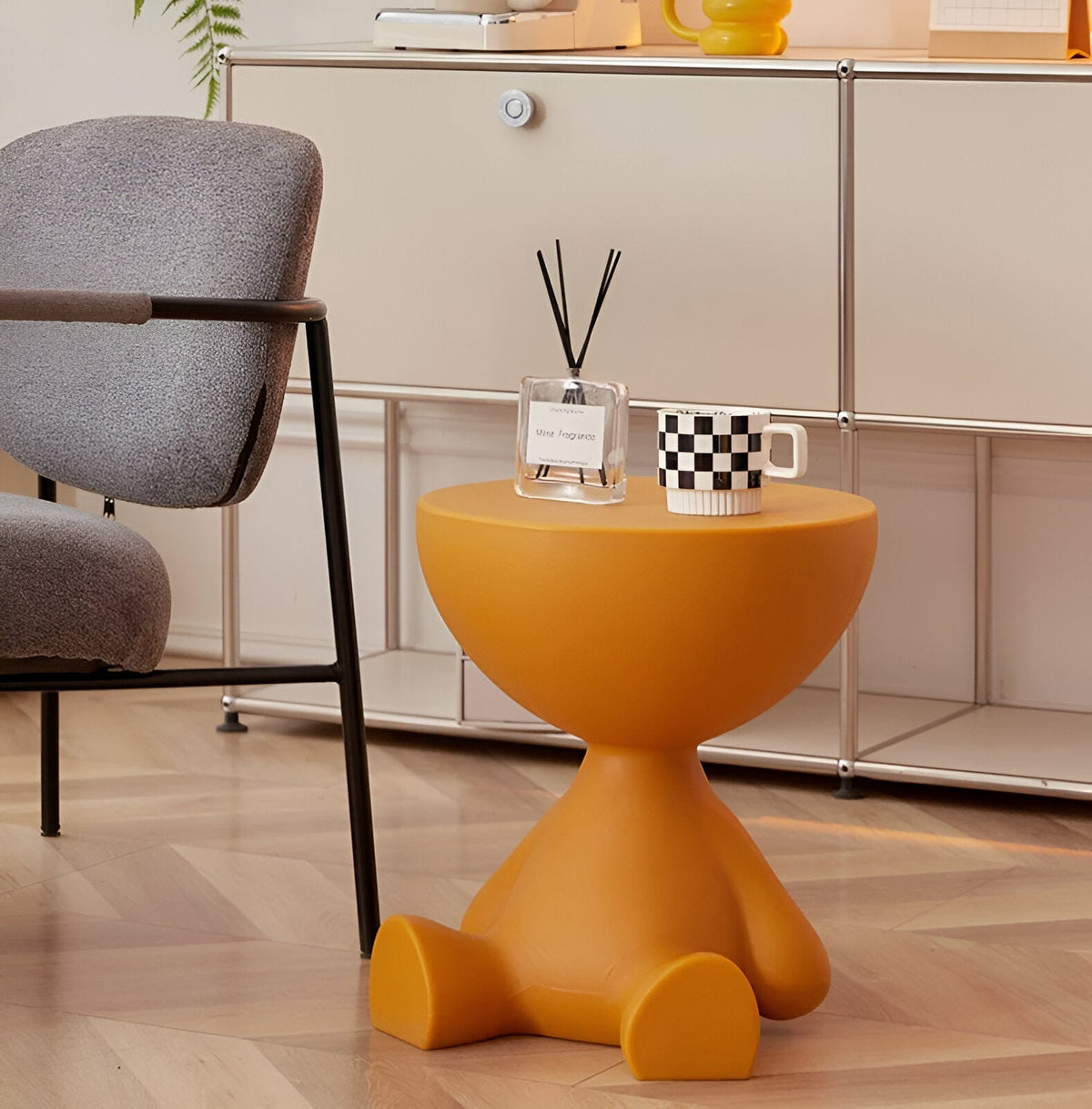 Modern Round Side Table with Solid Base – Compact Accent Table for Living Room & Bedroom | Thomler