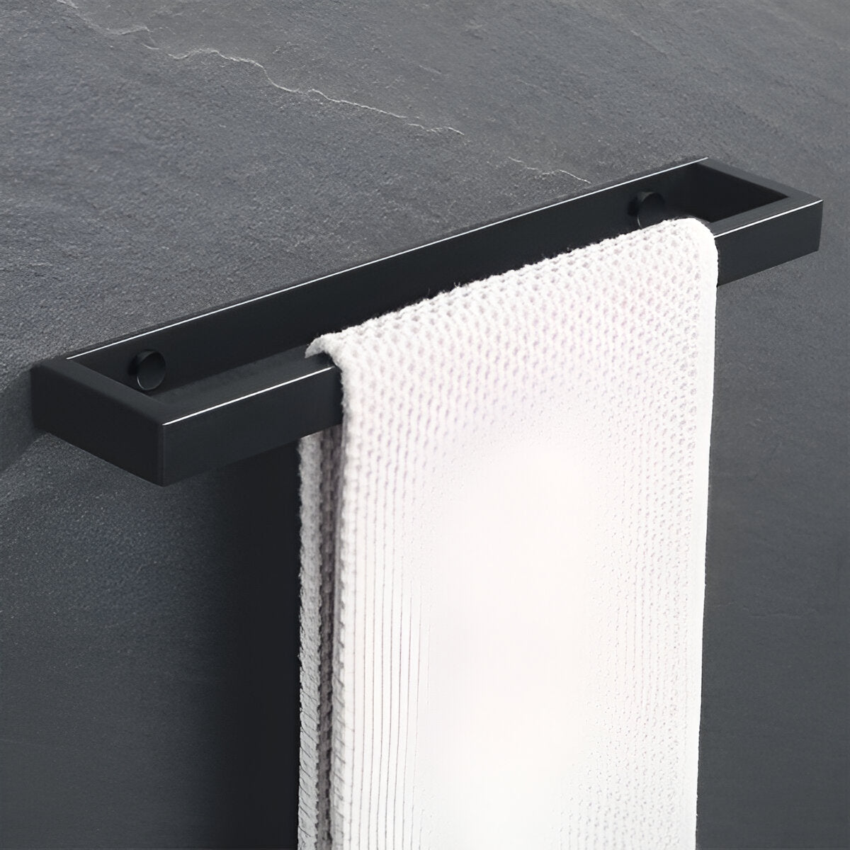 12-Inch Wall-Mount Towel Bar – Matte Black Stainless Steel Rack for Bathroom & Kitchen | Thomler