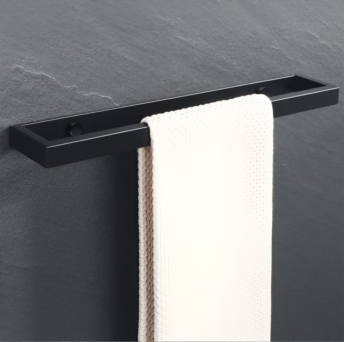 12-Inch Wall-Mount Towel Bar – Matte Black Stainless Steel Rack for Bathroom & Kitchen | Thomler