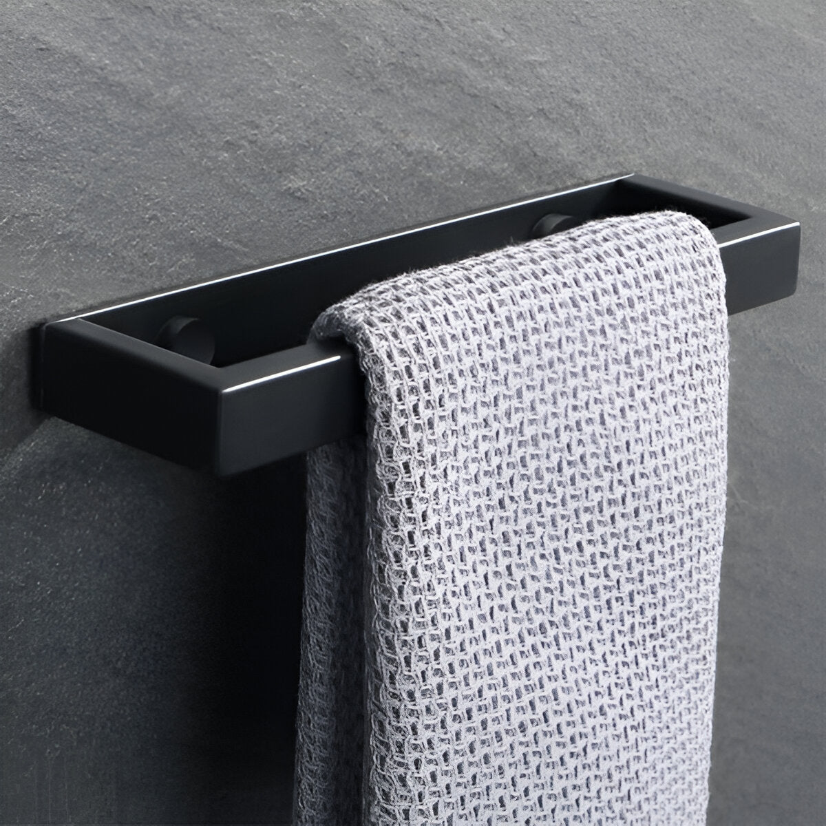 12-Inch Wall-Mount Towel Bar – Matte Black Stainless Steel Rack for Bathroom & Kitchen | Thomler