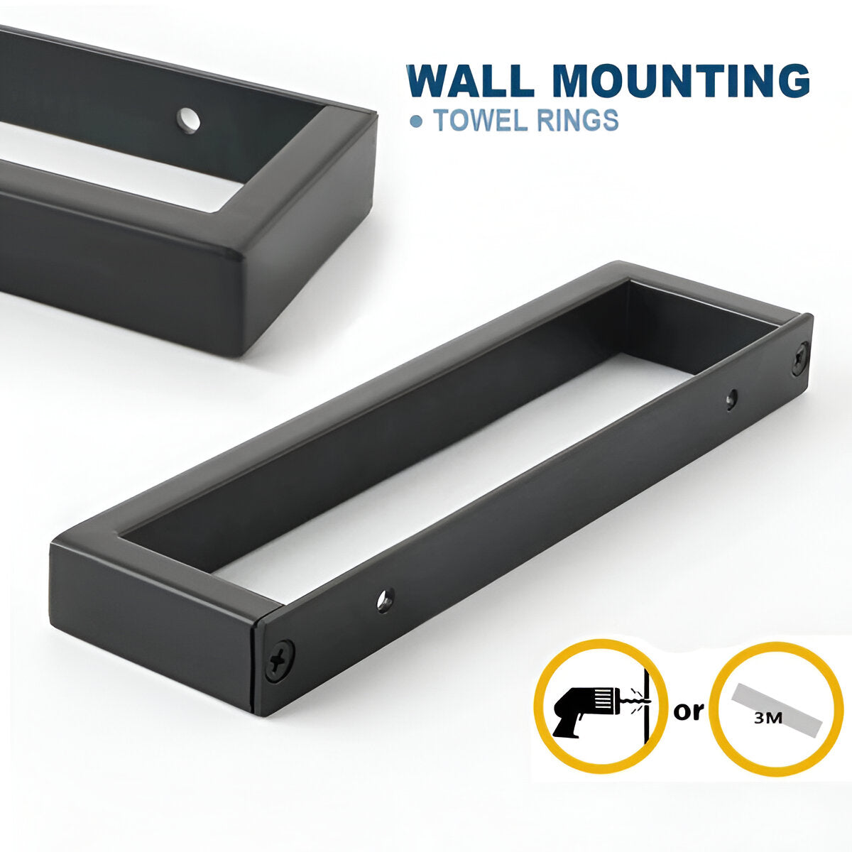 12-Inch Wall-Mount Towel Bar – Matte Black Stainless Steel Rack for Bathroom & Kitchen | Thomler