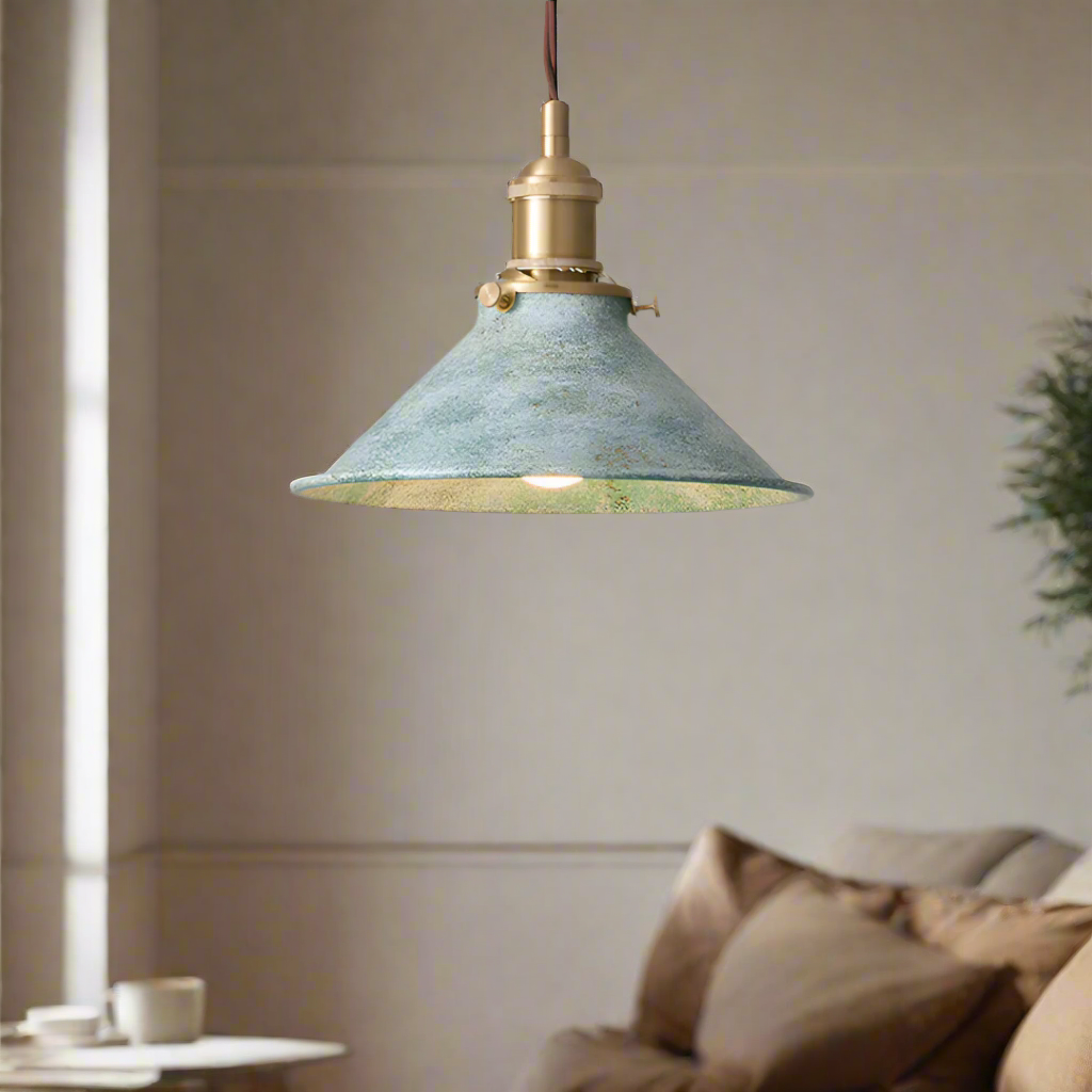 Pendant Light Iron 13.8 in Blue Adjustable Kitchen Island Dining Industrial Vintage Hanging Ceiling Lamp | Thomler