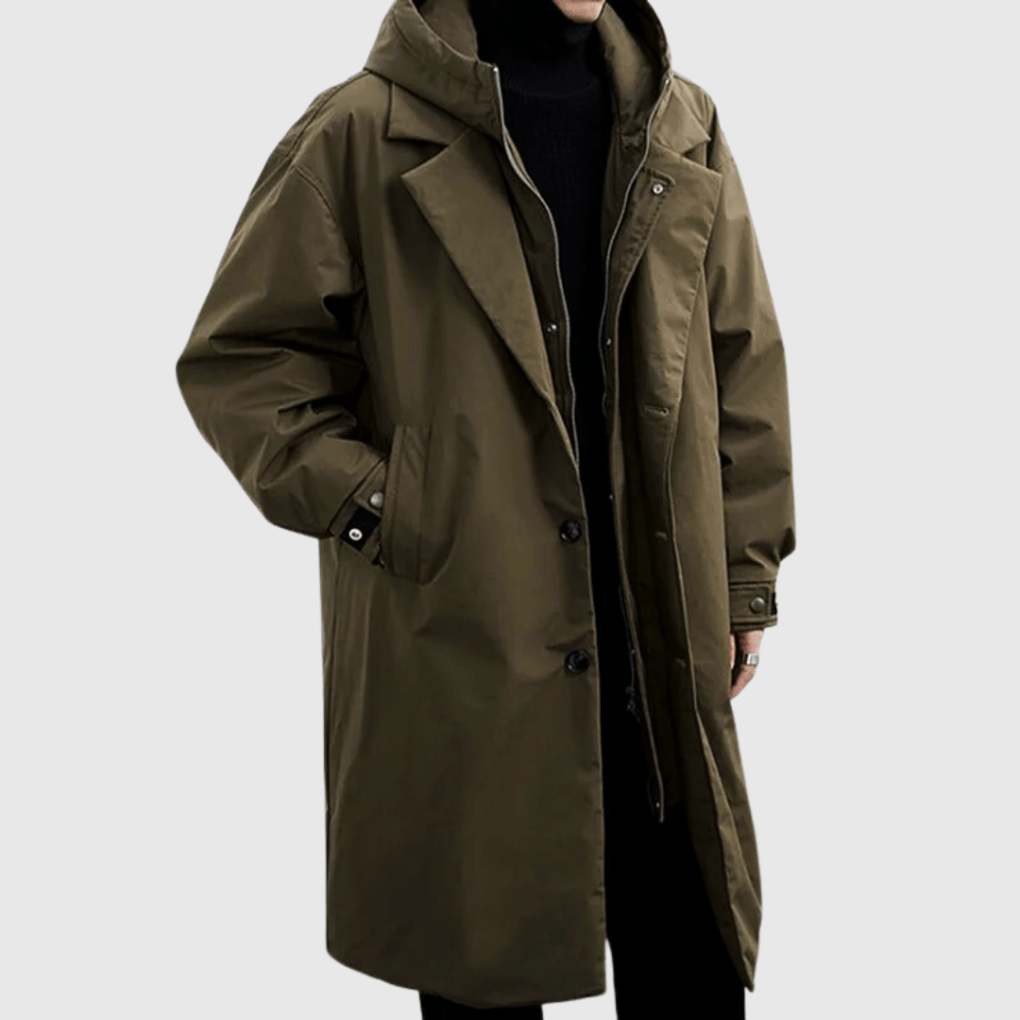 Men's Waterproof Jacket with Adjustable Hood and Front Zip Storm Guard for Rain Protection | Thomler