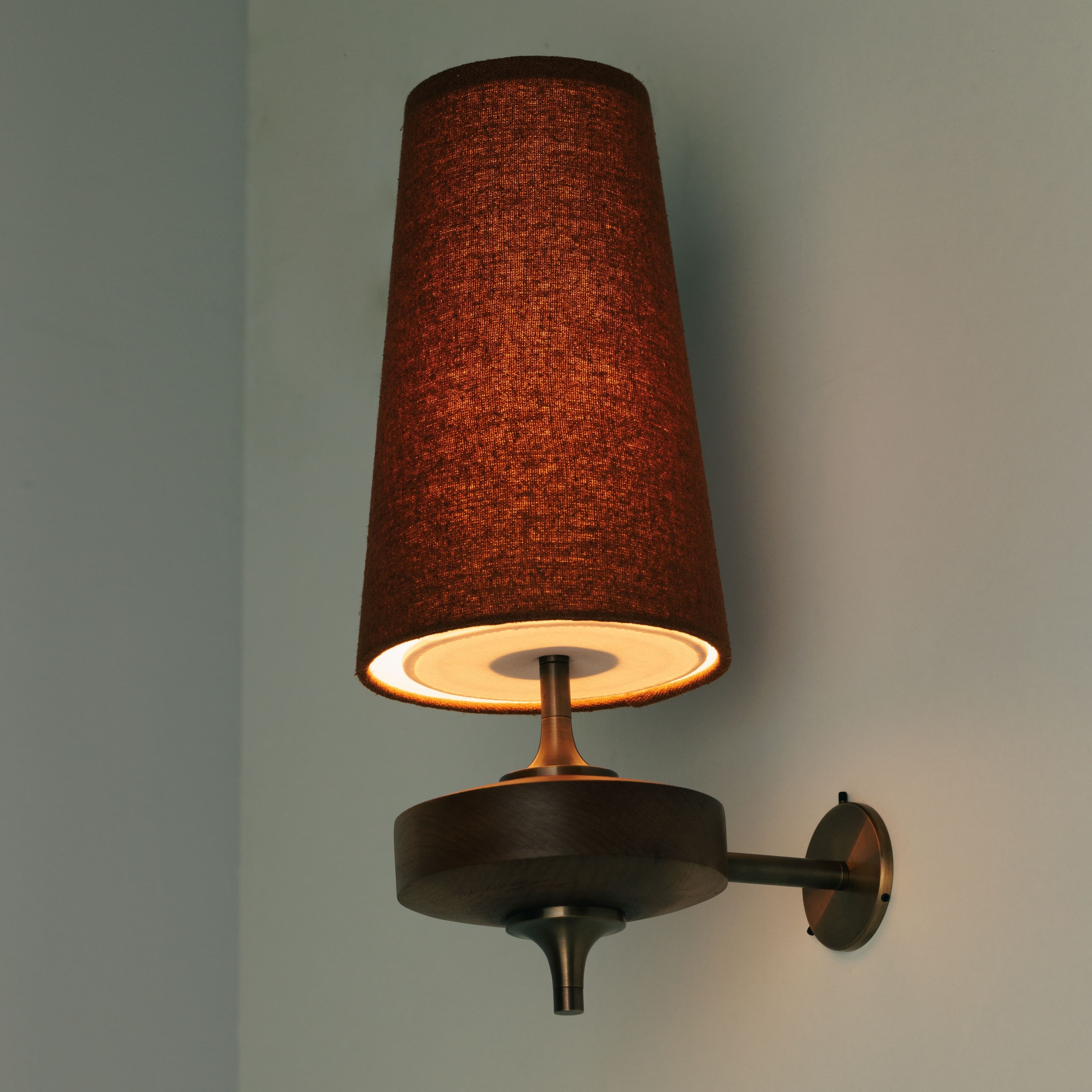 Wall Lamp Wood Fabric Shade 13.8 in Indoor Bedroom Hallway Lighting Double Head Sconce Decorative Lighting Fixture | Thomler