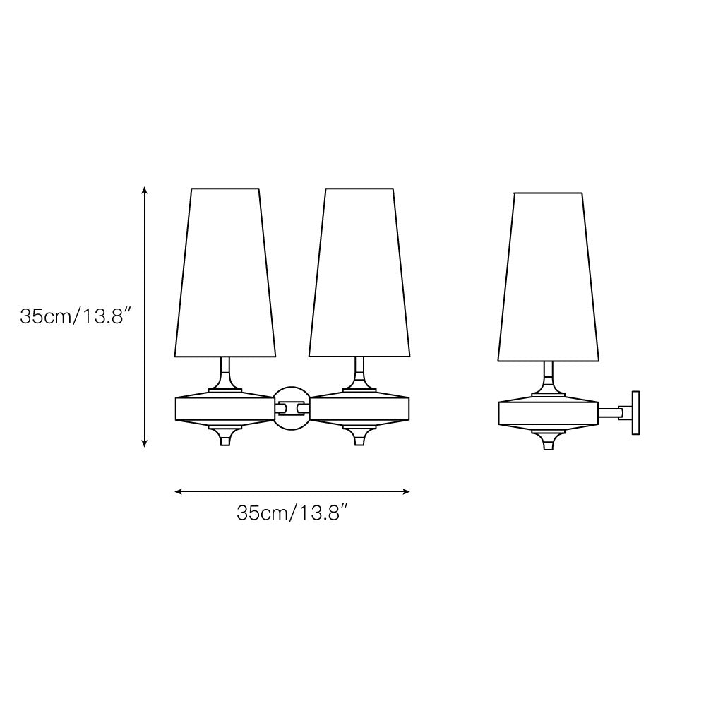 Wall Lamp Wood Fabric Shade 13.8 in Indoor Bedroom Hallway Lighting Double Head Sconce Decorative Lighting Fixture | Thomler