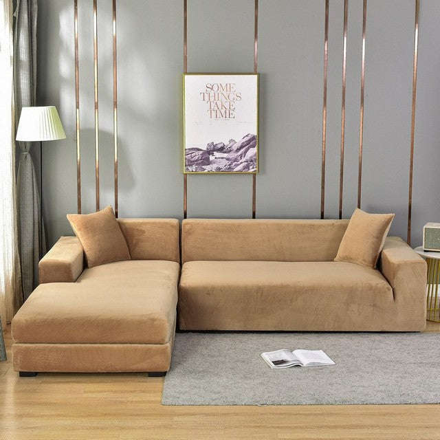 Stretch Velvet Couch Cover with Full Frame Protection for Living Room Sofas – Universal Fit Slipcover | Thomler