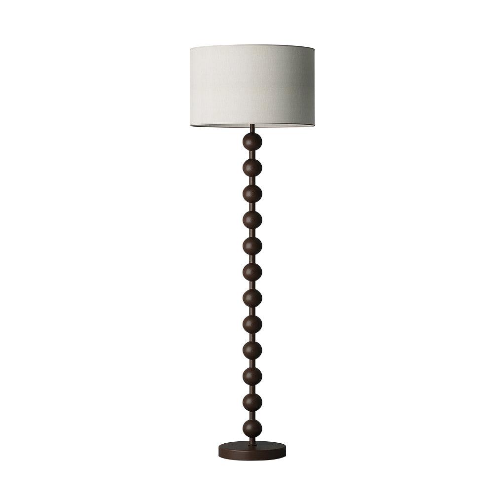 Floor Lamp Ash Wood 63 in White Fabric Shade Living Room Bedroom Accent Lighting | Thomler