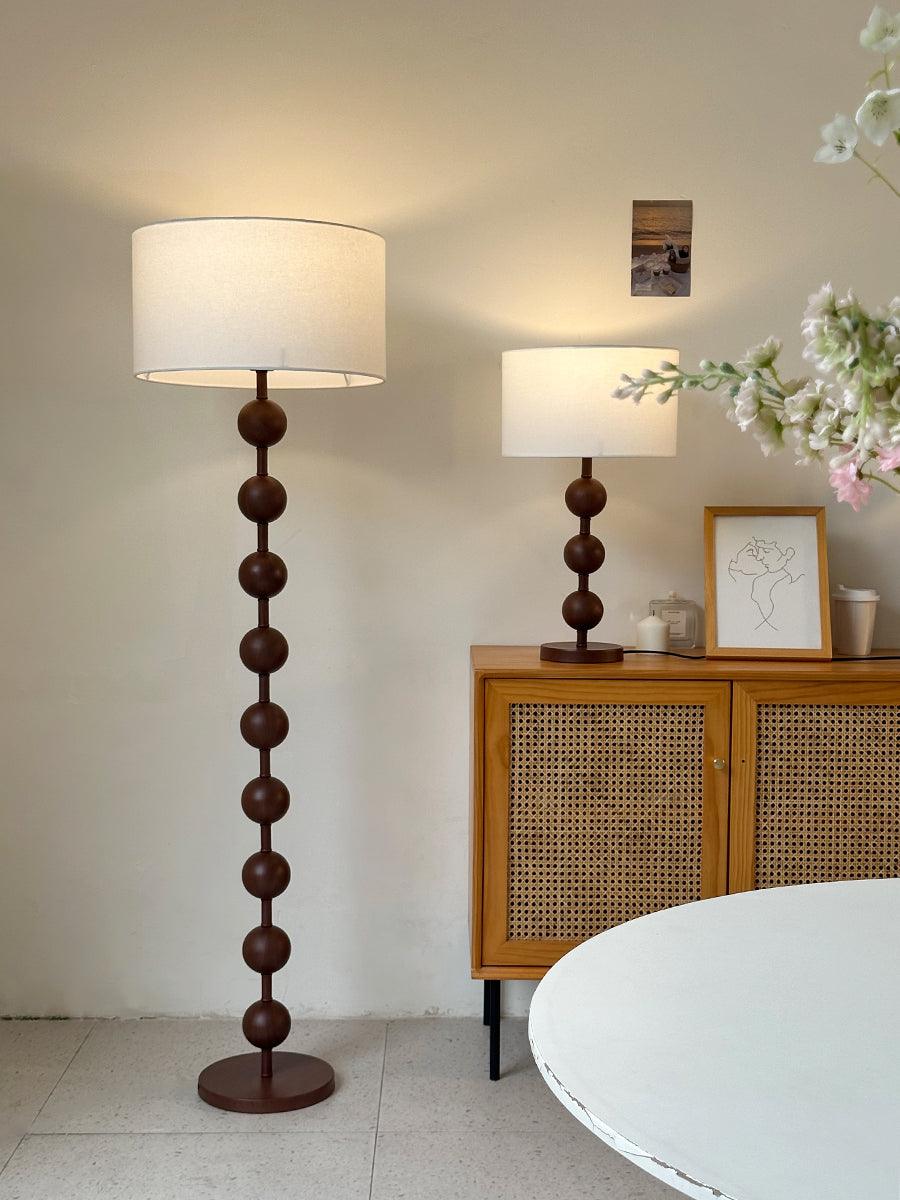 Floor Lamp Ash Wood 63 in White Fabric Shade Living Room Bedroom Accent Lighting | Thomler