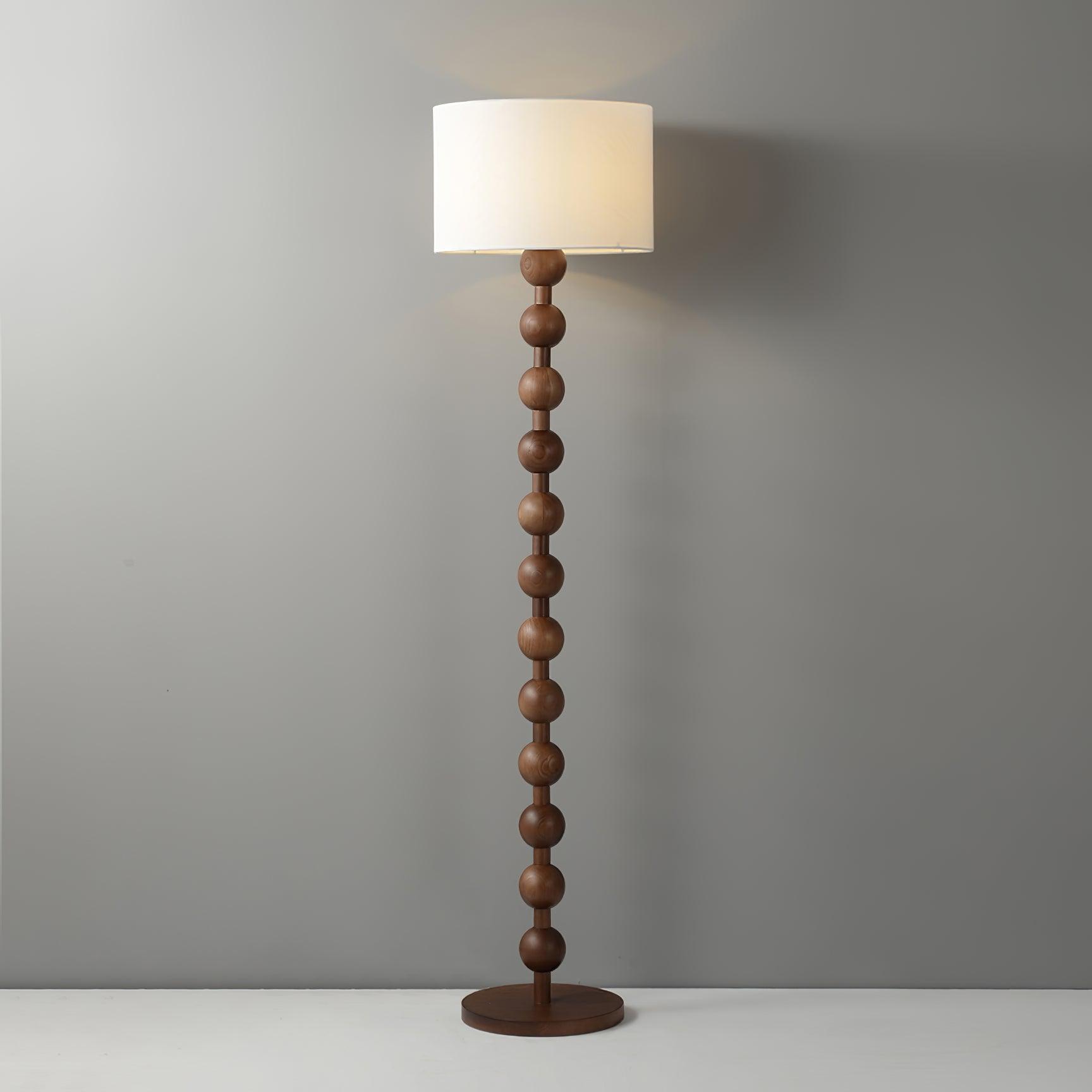 Floor Lamp Ash Wood 63 in White Fabric Shade Living Room Bedroom Accent Lighting | Thomler
