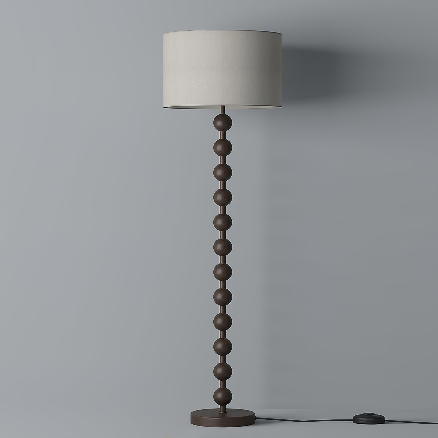Floor Lamp Ash Wood 63 in White Fabric Shade Living Room Bedroom Accent Lighting | Thomler