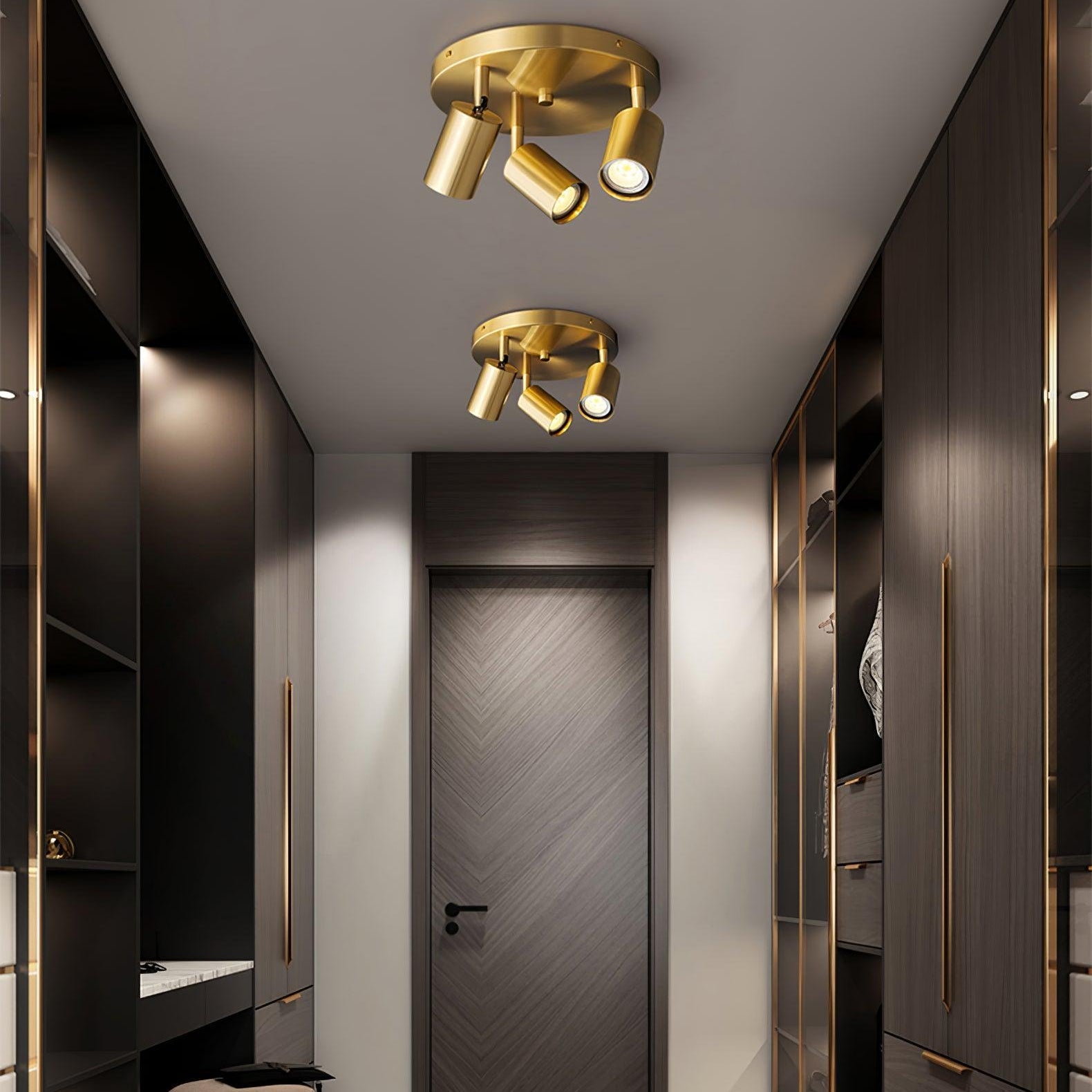 Ceiling Light Metal 11.8 in Multi Head Brass Kitchen Adjustable Spotlight Fixture Modern Indoor Lighting | Thomler