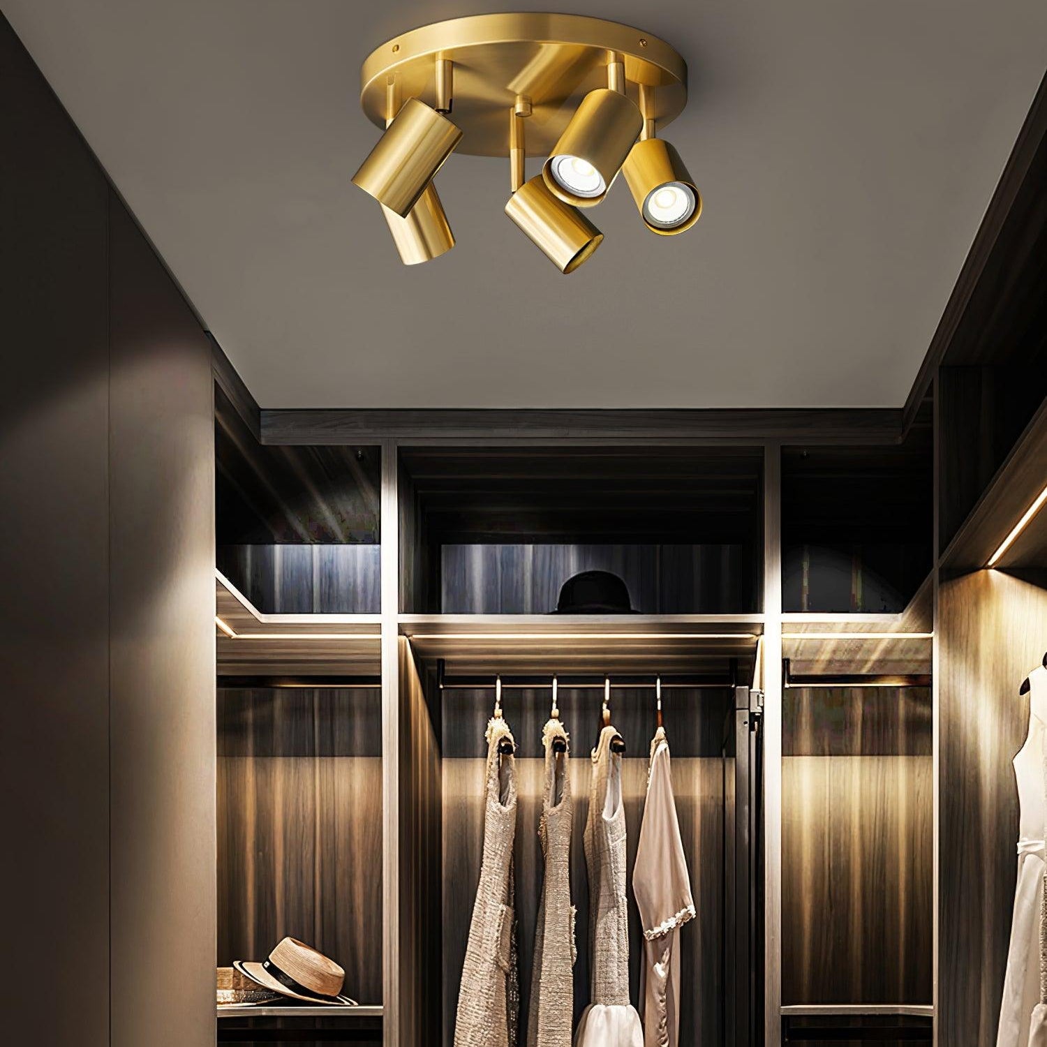 Ceiling Light Metal 11.8 in Multi Head Brass Kitchen Adjustable Spotlight Fixture Modern Indoor Lighting | Thomler