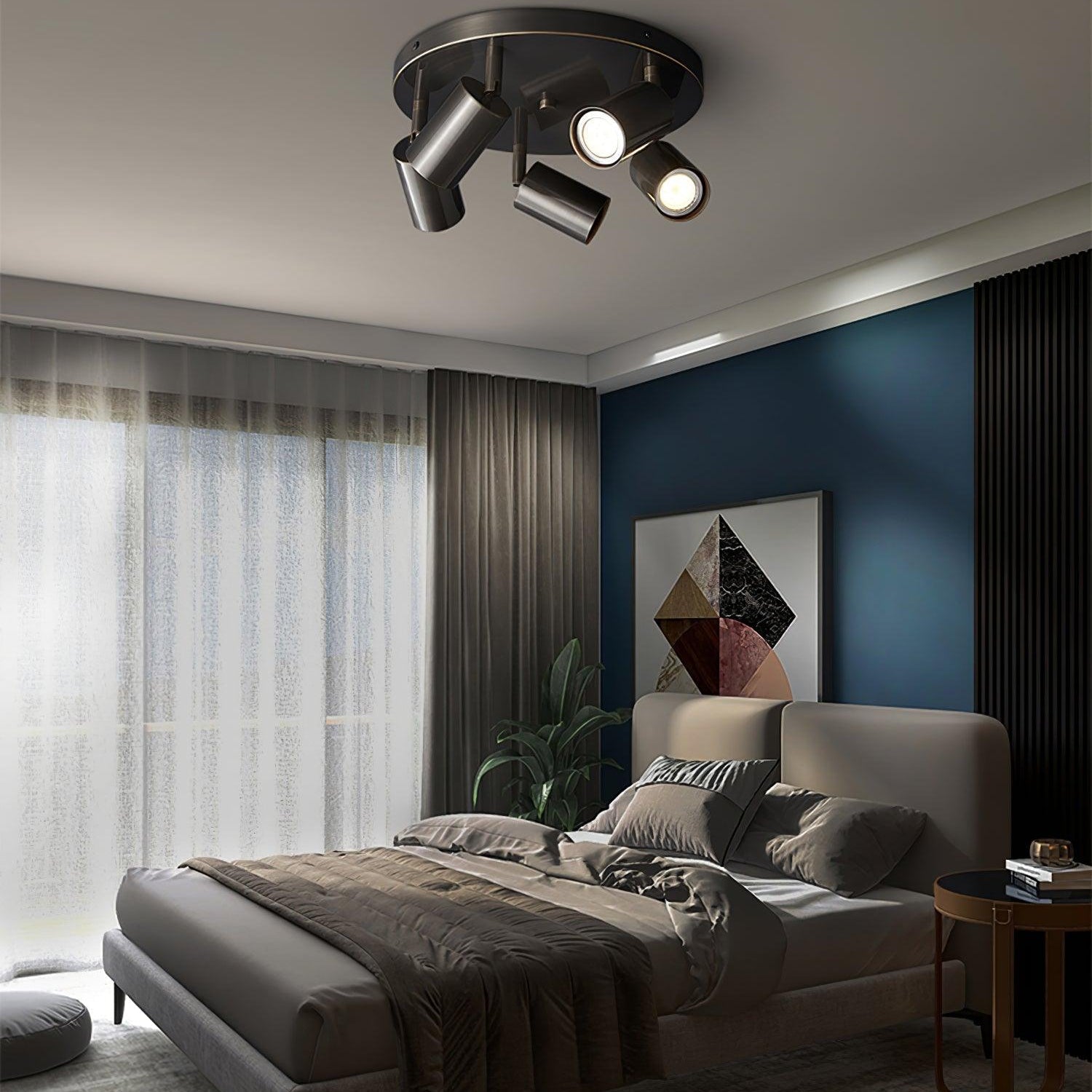 Ceiling Light Metal 11.8 in Multi Head Brass Kitchen Adjustable Spotlight Fixture Modern Indoor Lighting | Thomler