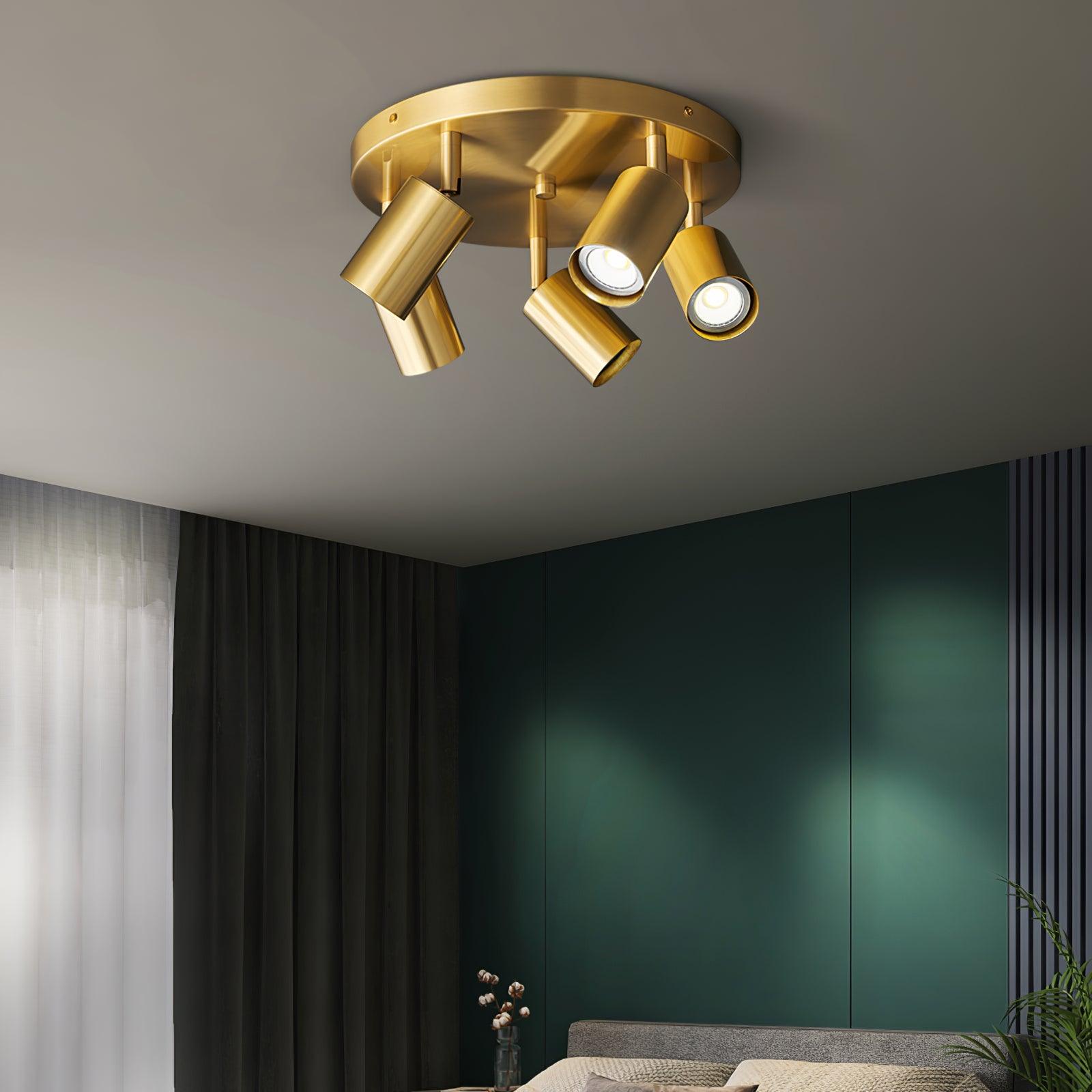 Ceiling Light Metal 11.8 in Multi Head Brass Kitchen Adjustable Spotlight Fixture Modern Indoor Lighting | Thomler