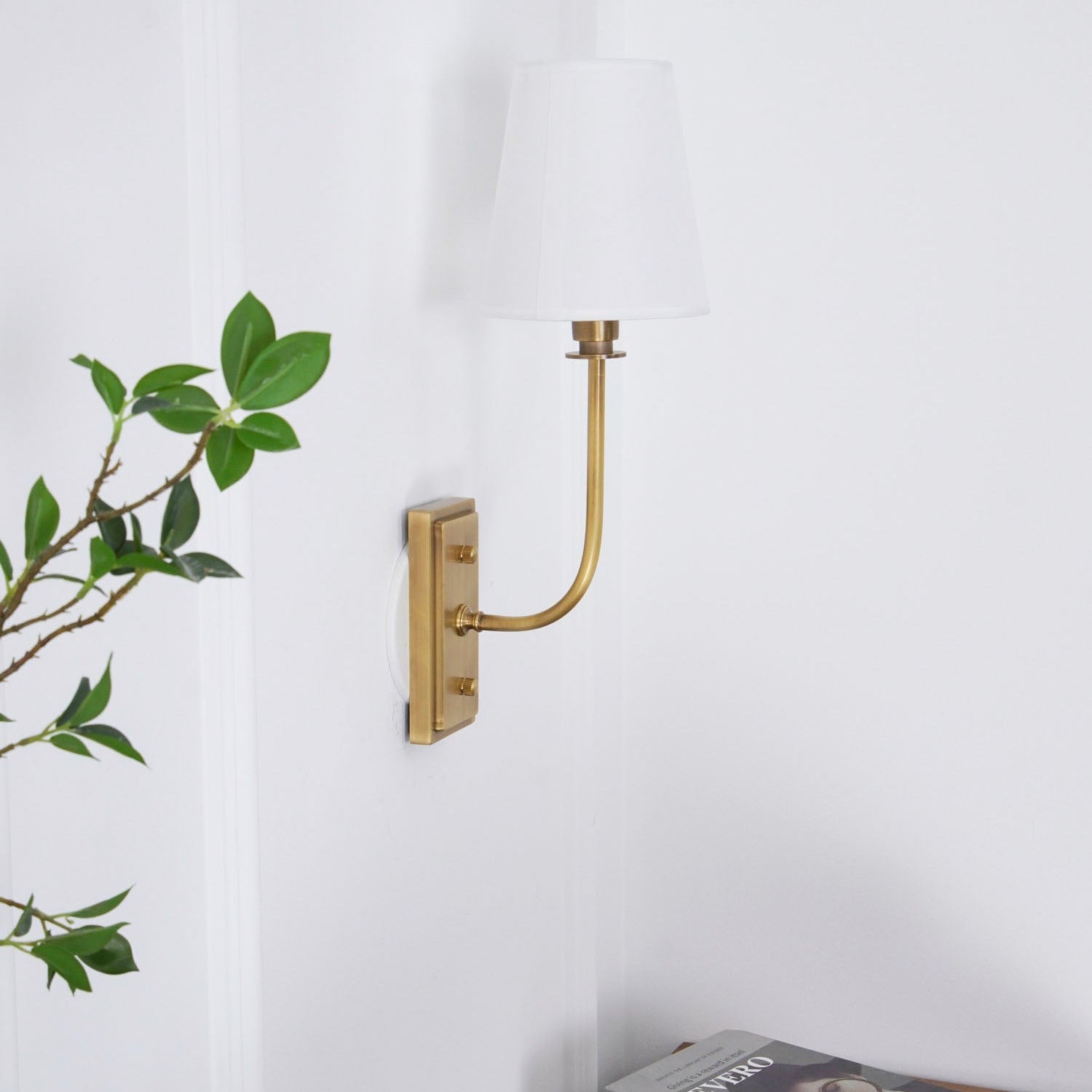 Wall Lamp Brass Fabric Shade E12 Indoor Bedroom Living Room Classic Sconce Lighting Fixture | Thomler