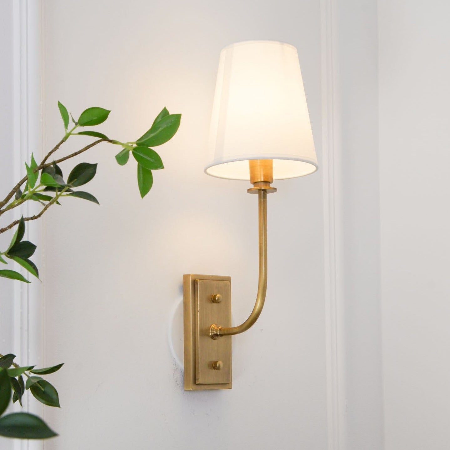 Wall Lamp Brass Fabric Shade E12 Indoor Bedroom Living Room Classic Sconce Lighting Fixture | Thomler