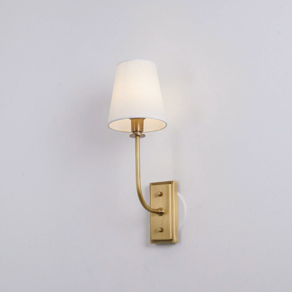 Wall Lamp Brass Fabric Shade E12 Indoor Bedroom Living Room Classic Sconce Lighting Fixture | Thomler