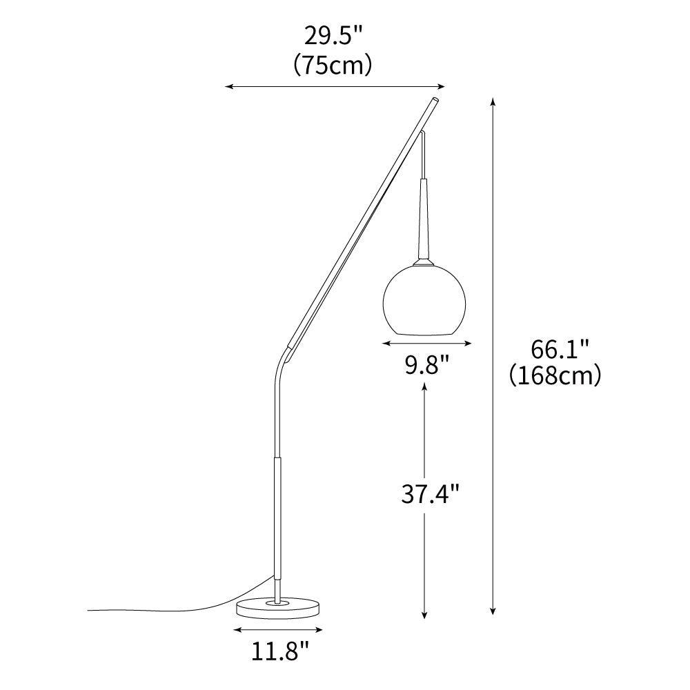 Arc Floor Lamp with Orange Glass Shade and Marble Base 66 in Tall for Living Room Bedroom Reading Corner Ambient Lighting Decor Side Lamp | Thomler