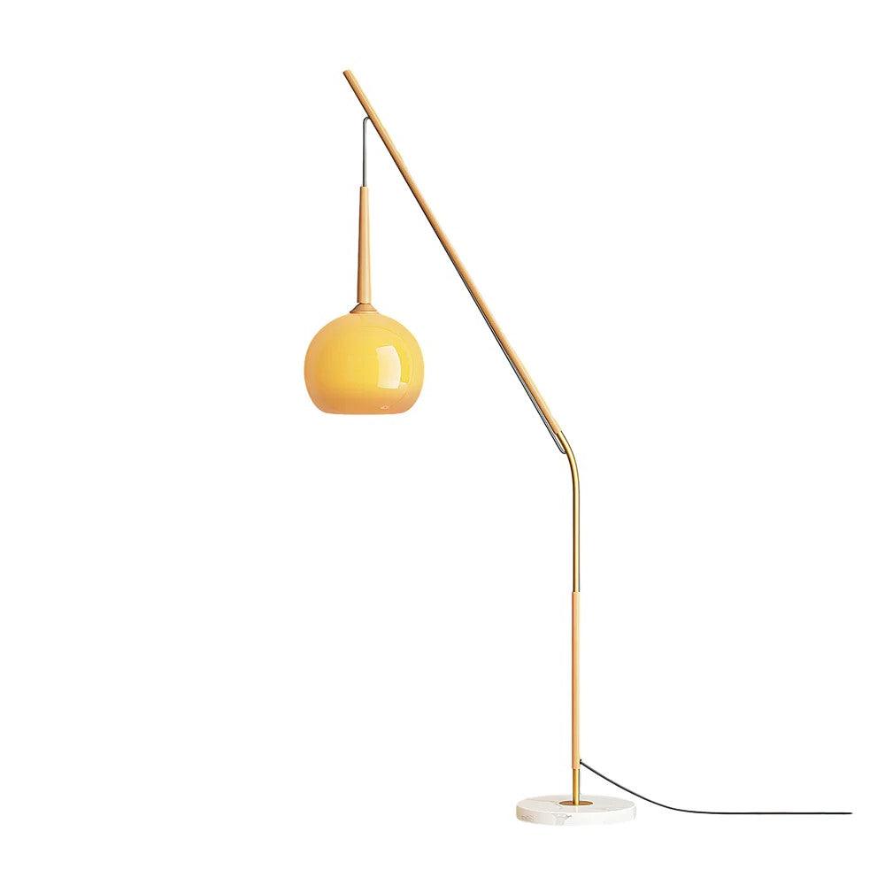 Arc Floor Lamp with Orange Glass Shade and Marble Base 66 in Tall for Living Room Bedroom Reading Corner Ambient Lighting Decor Side Lamp | Thomler