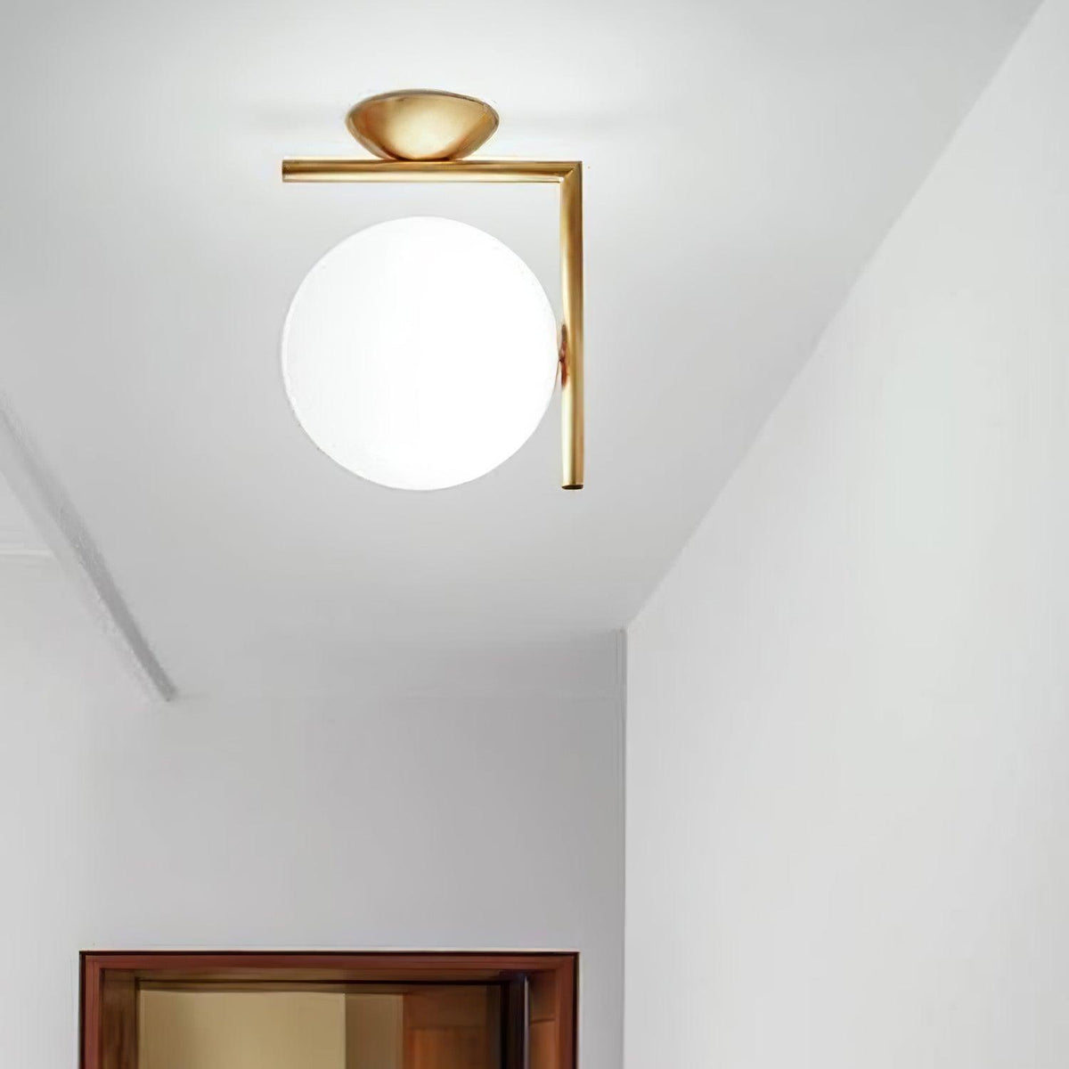 Handblown Opal Glass Wall Sconce – Modern Minimalist Wall Light Fixture with Metal Base | Thomler