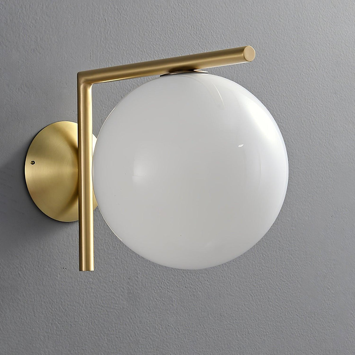 Handblown Opal Glass Wall Sconce – Modern Minimalist Wall Light Fixture with Metal Base | Thomler