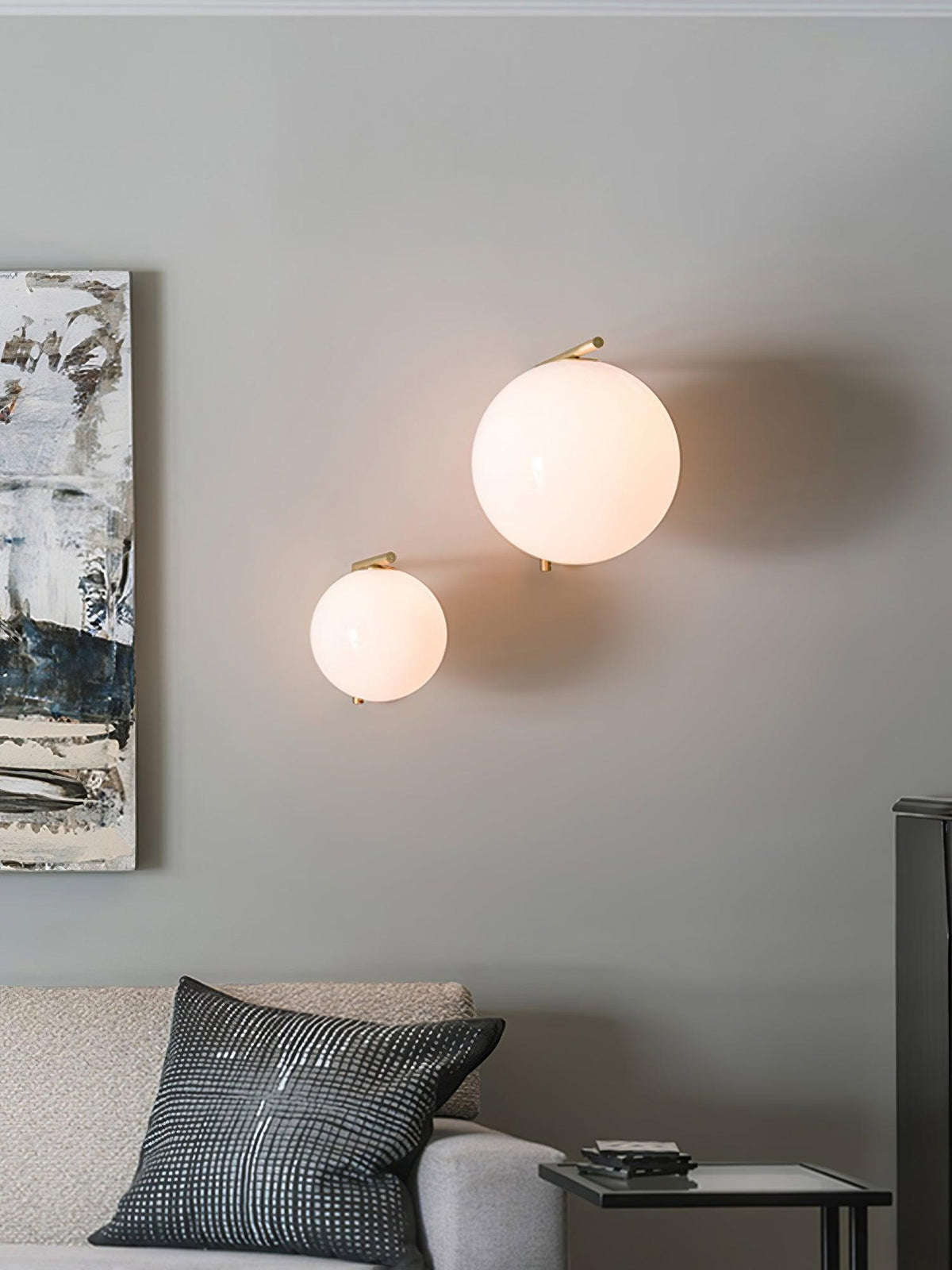 Handblown Opal Glass Wall Sconce – Modern Minimalist Wall Light Fixture with Metal Base | Thomler
