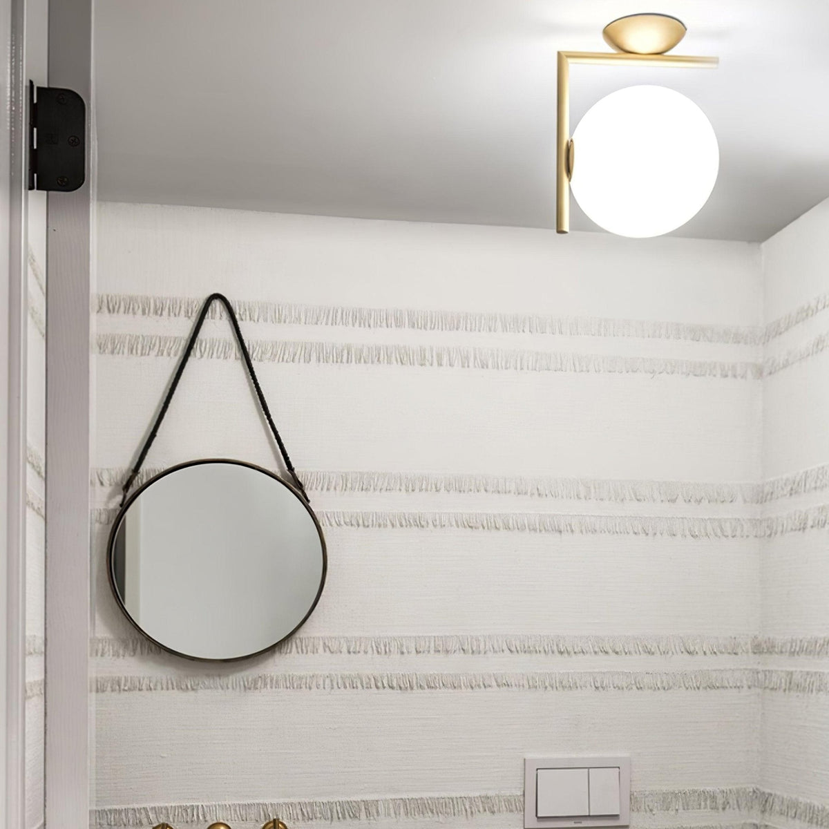 Handblown Opal Glass Wall Sconce – Modern Minimalist Wall Light Fixture with Metal Base | Thomler
